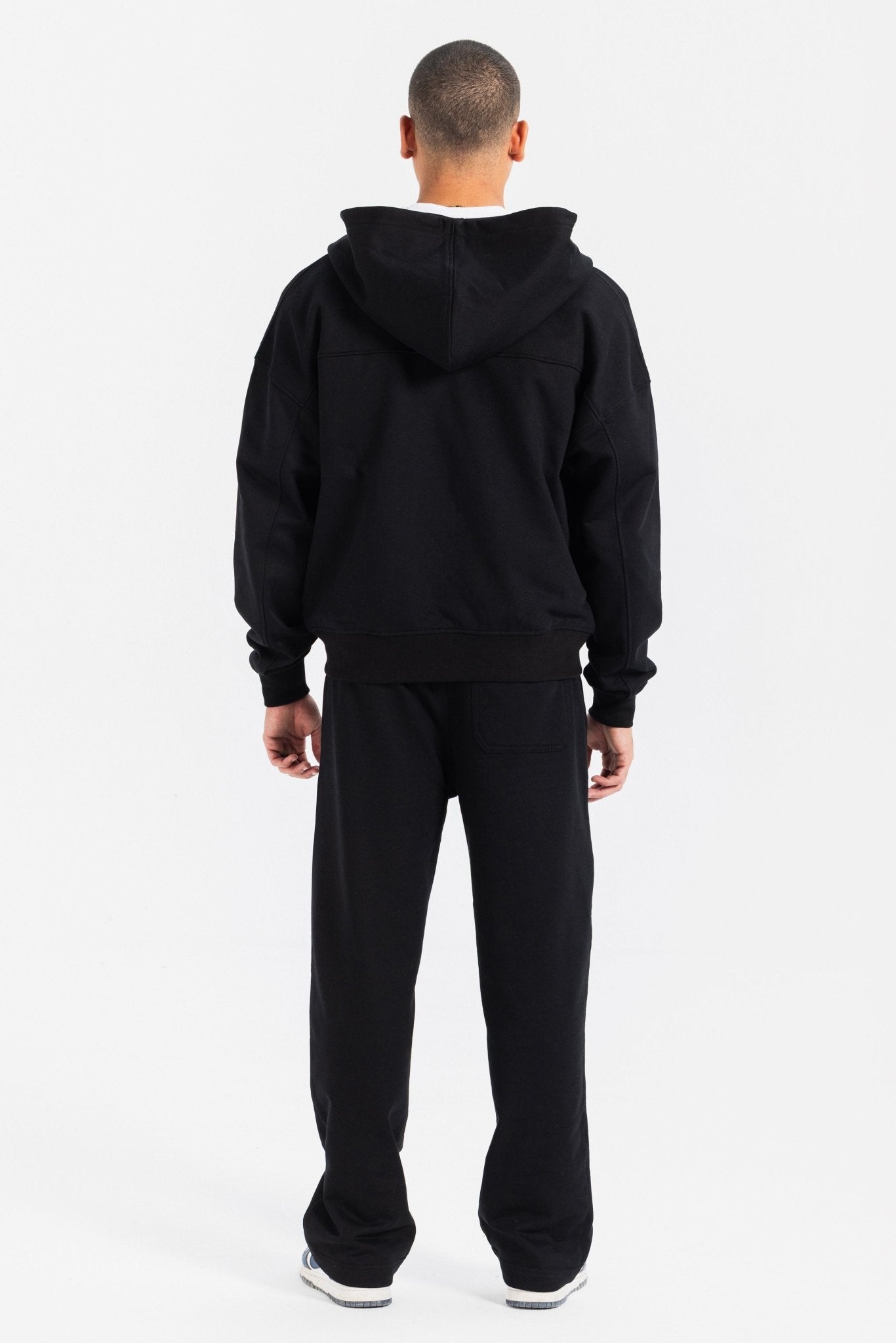 Zip-Up Hoodie – Black Hoodie-Man CIZARO - Cizaro Jeans