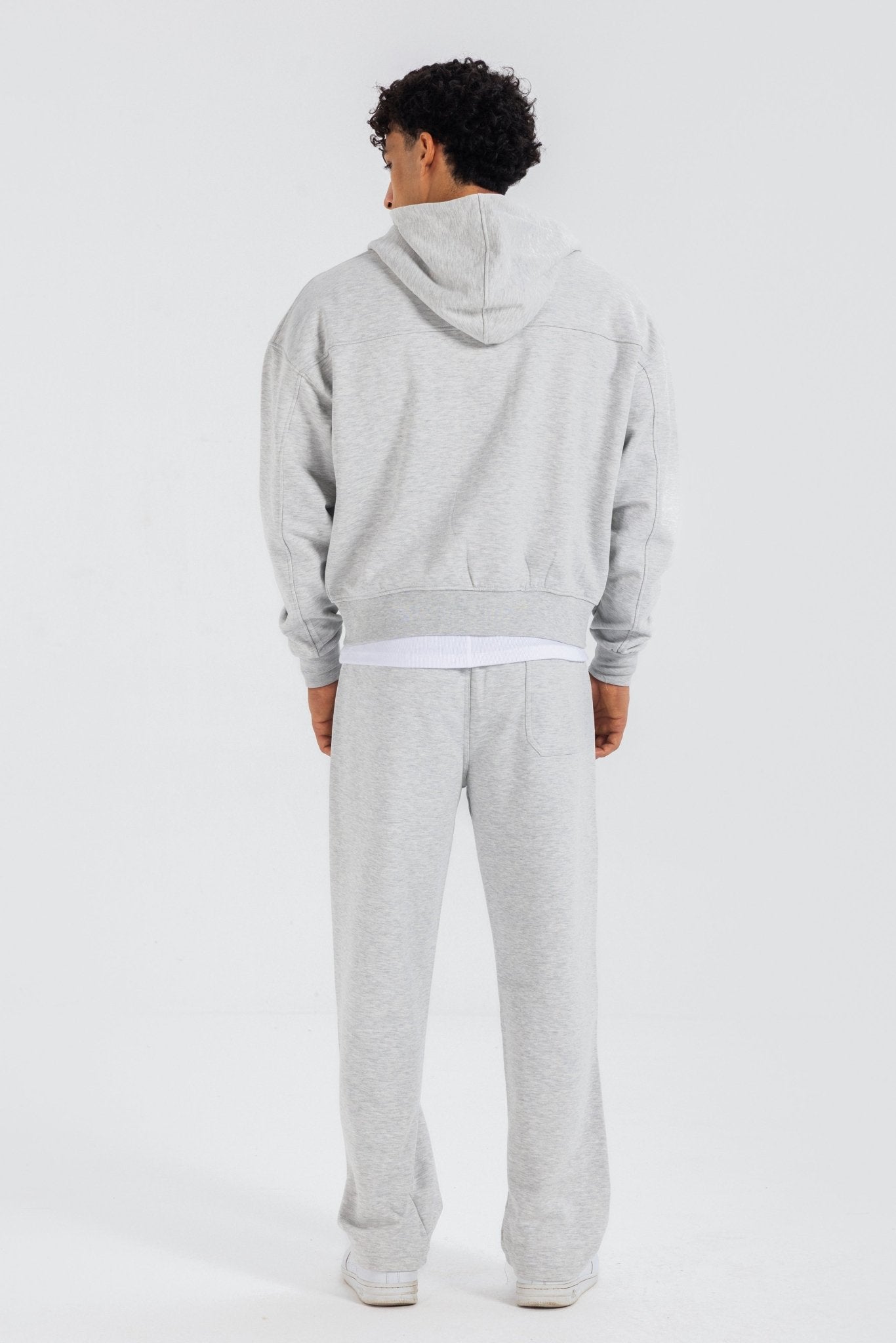 Zip-Up Hoodie – Light Grey Hoodie-Man CIZARO - Cizaro Jeans