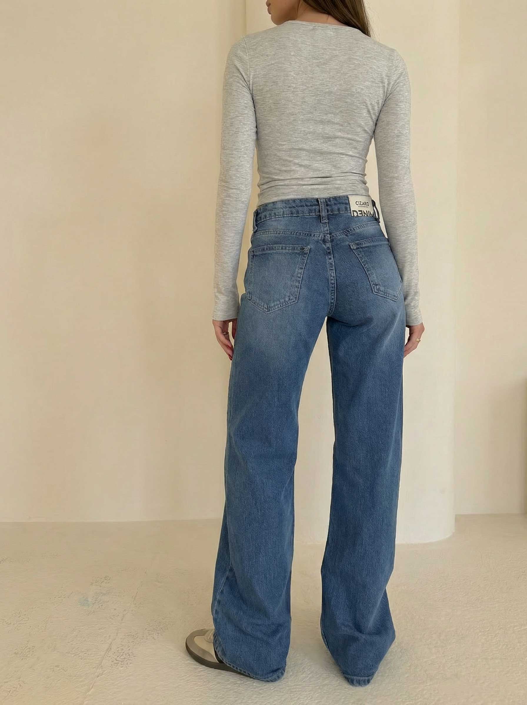 Ultra Comfort Baggy – Mid-Rise Marine Blue Jeans baggy CIZARO - Cizaro Jeans