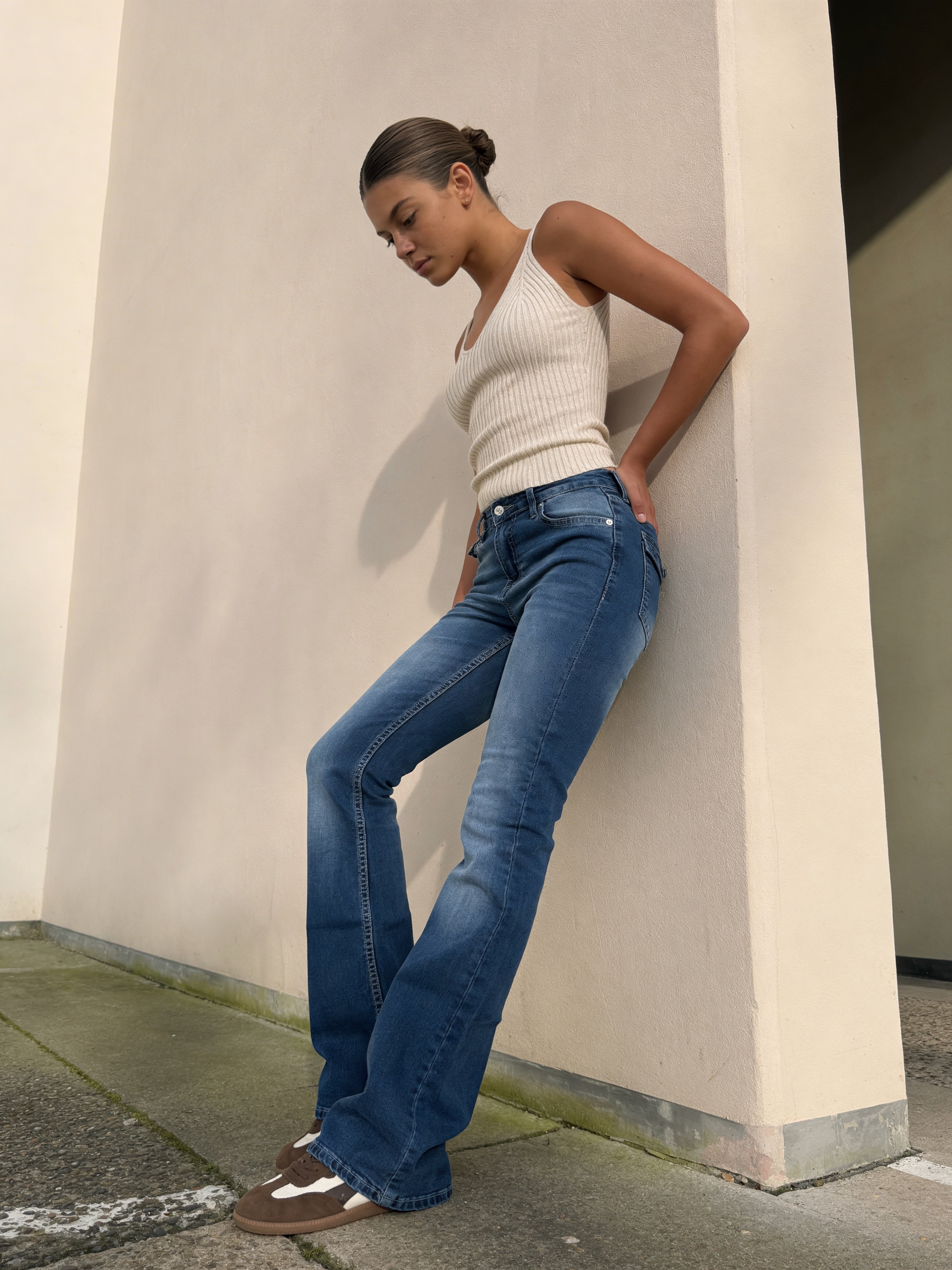 Flare Flap pocket , low waist Marine Blue jeans Flare CIZARO - Cizaro Jeans