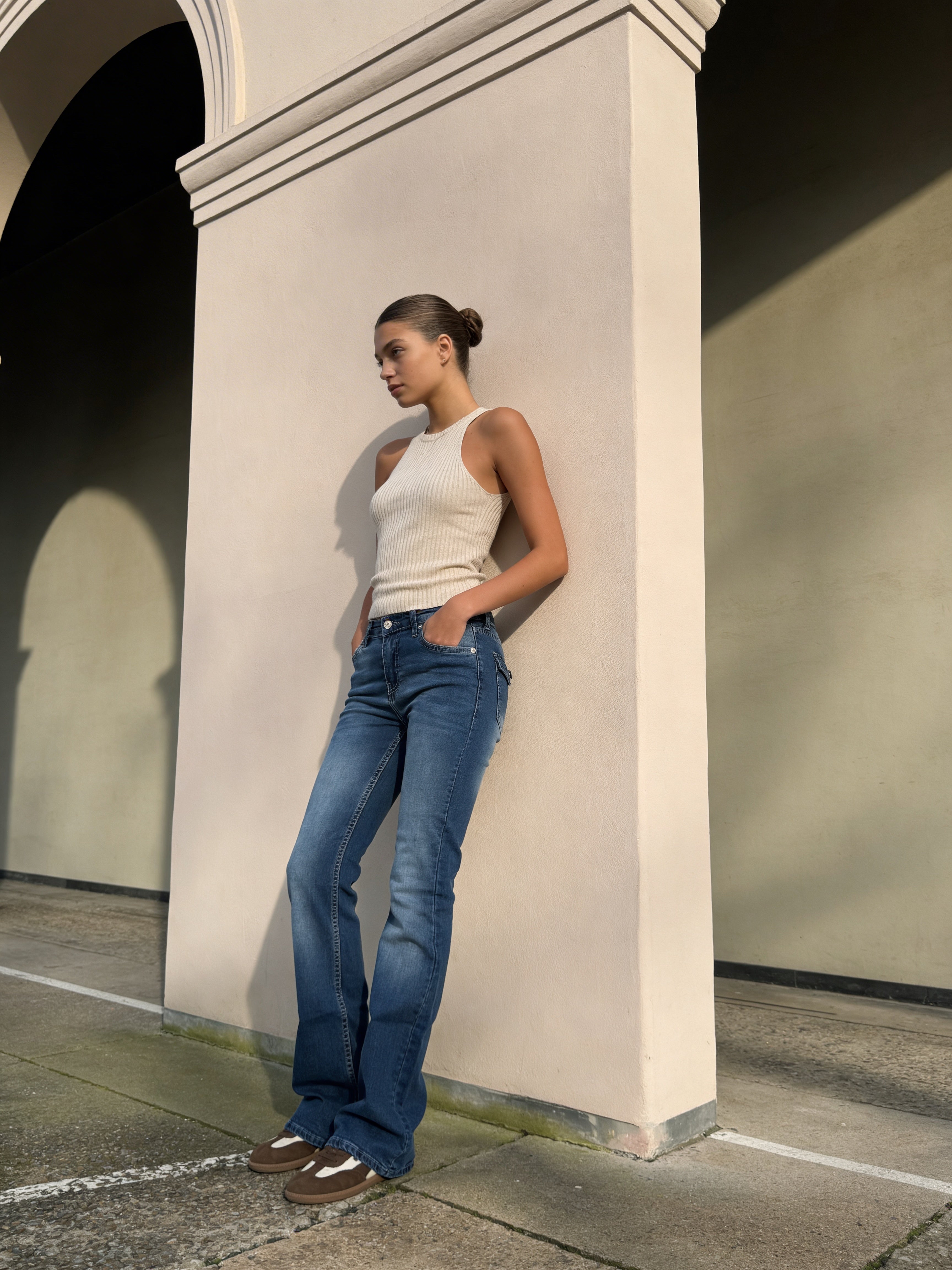 Flare Flap pocket , low waist Marine Blue jeans Flare CIZARO - Cizaro Jeans