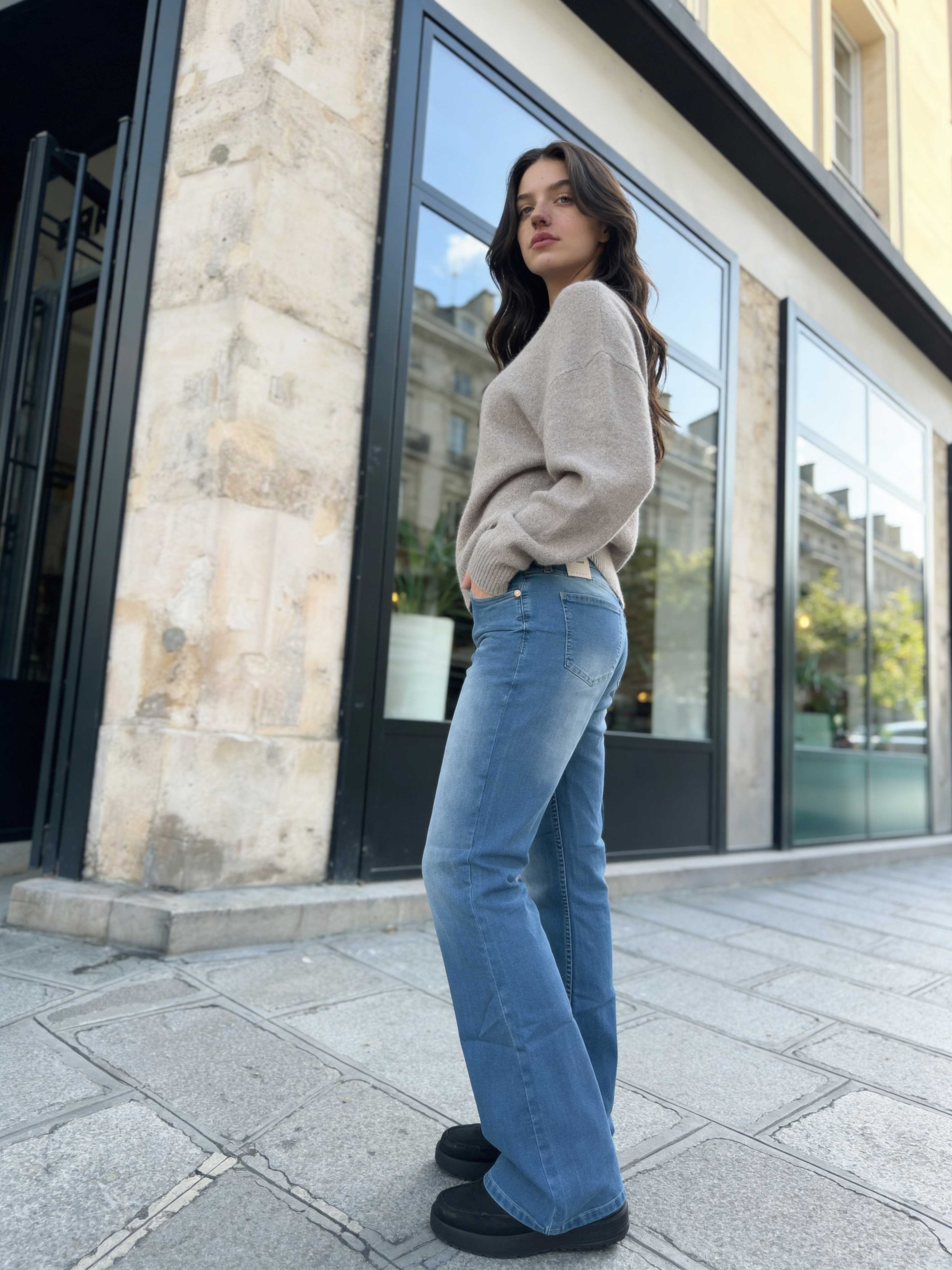 Flare – High-Waist Mid Blue Jeans flare CIZARO - Cizaro Jeans