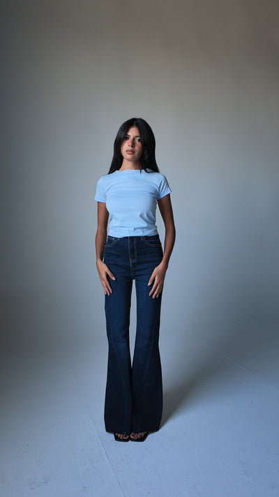 Super Flare High-Waist Dark Vintage Blue Jeans