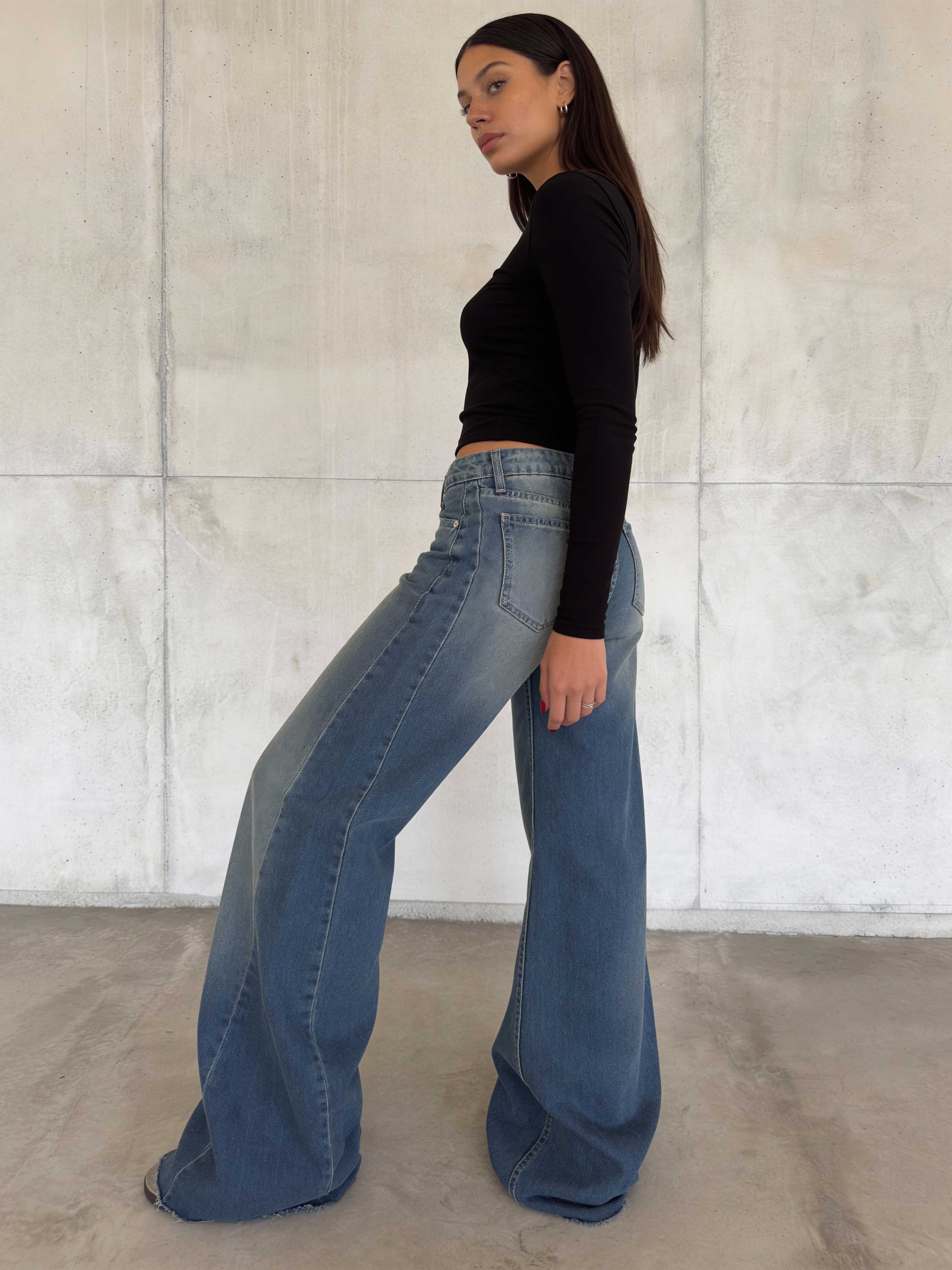Super Baggy – Mid-Rise Mid Vintage Blue Jeans super baggy CIZARO - Cizaro Jeans