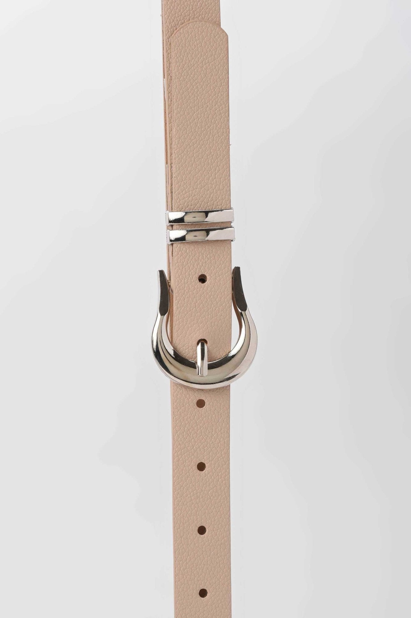 Belt | Nude Faux Leather Belt with Western Silver Buckle Belt - Acc CZBELT - Cizaro Jeans