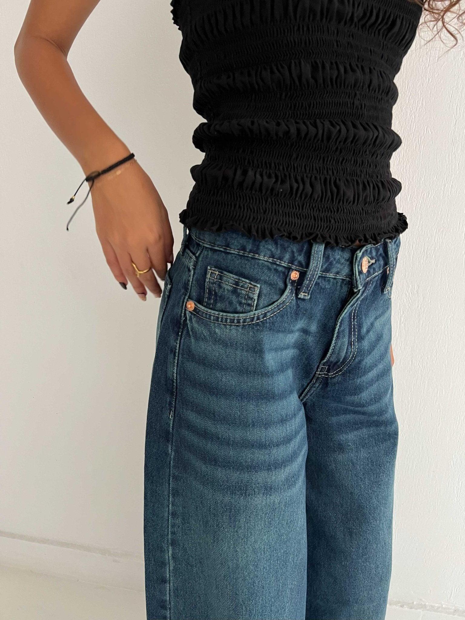 Loose Baggy – Mid Rise Deep Vintage Green Jeans baggy CIZARO - Cizaro Jeans