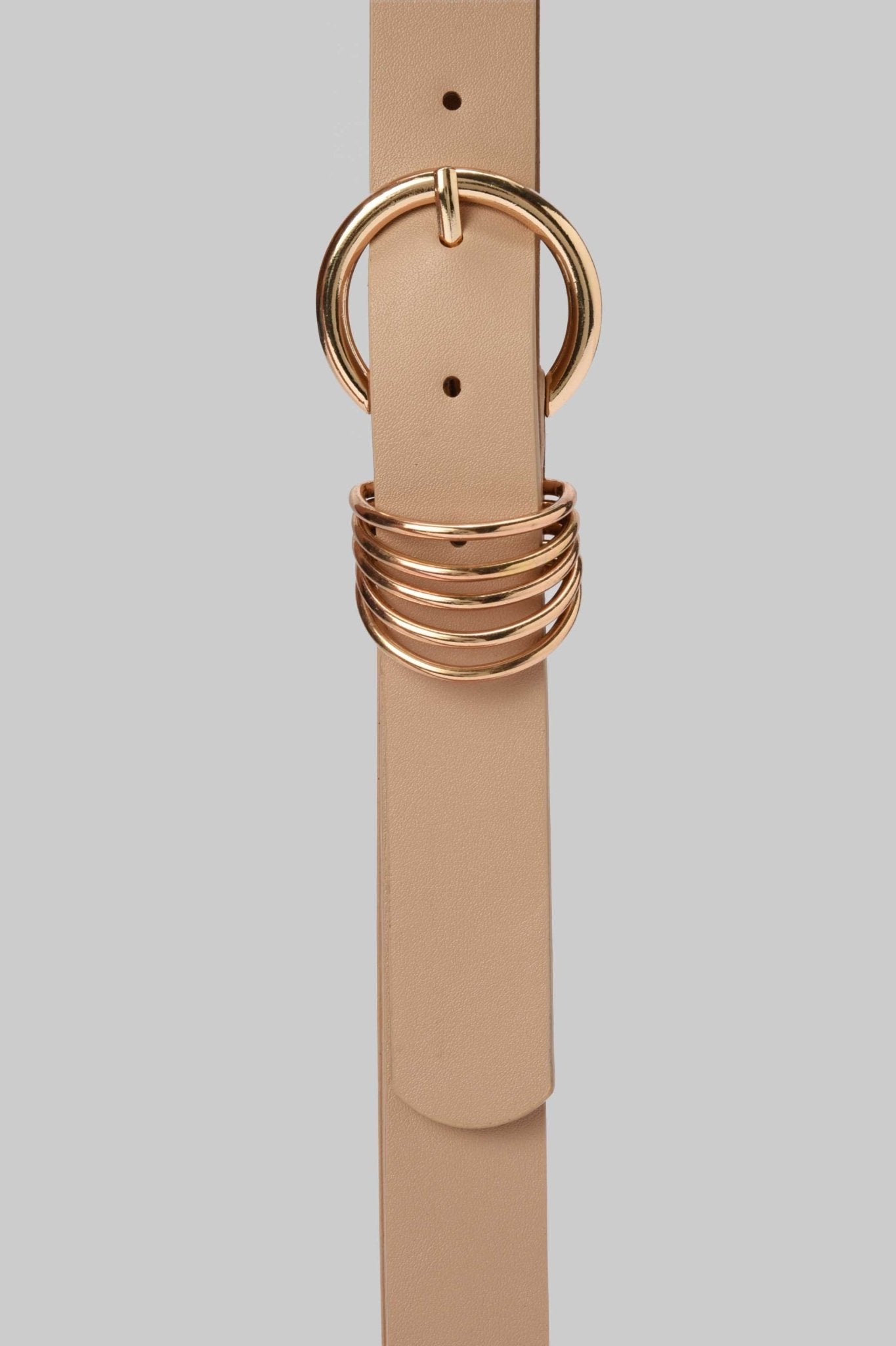 Belt | Nude with Gold Circle Buckle – Everyday Glam BELT CZBELT - Cizaro Jeans
