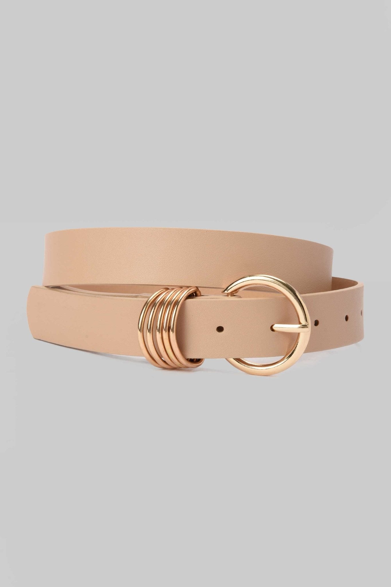 Belt | Nude with Gold Circle Buckle – Everyday Glam BELT CZBELT - Cizaro Jeans