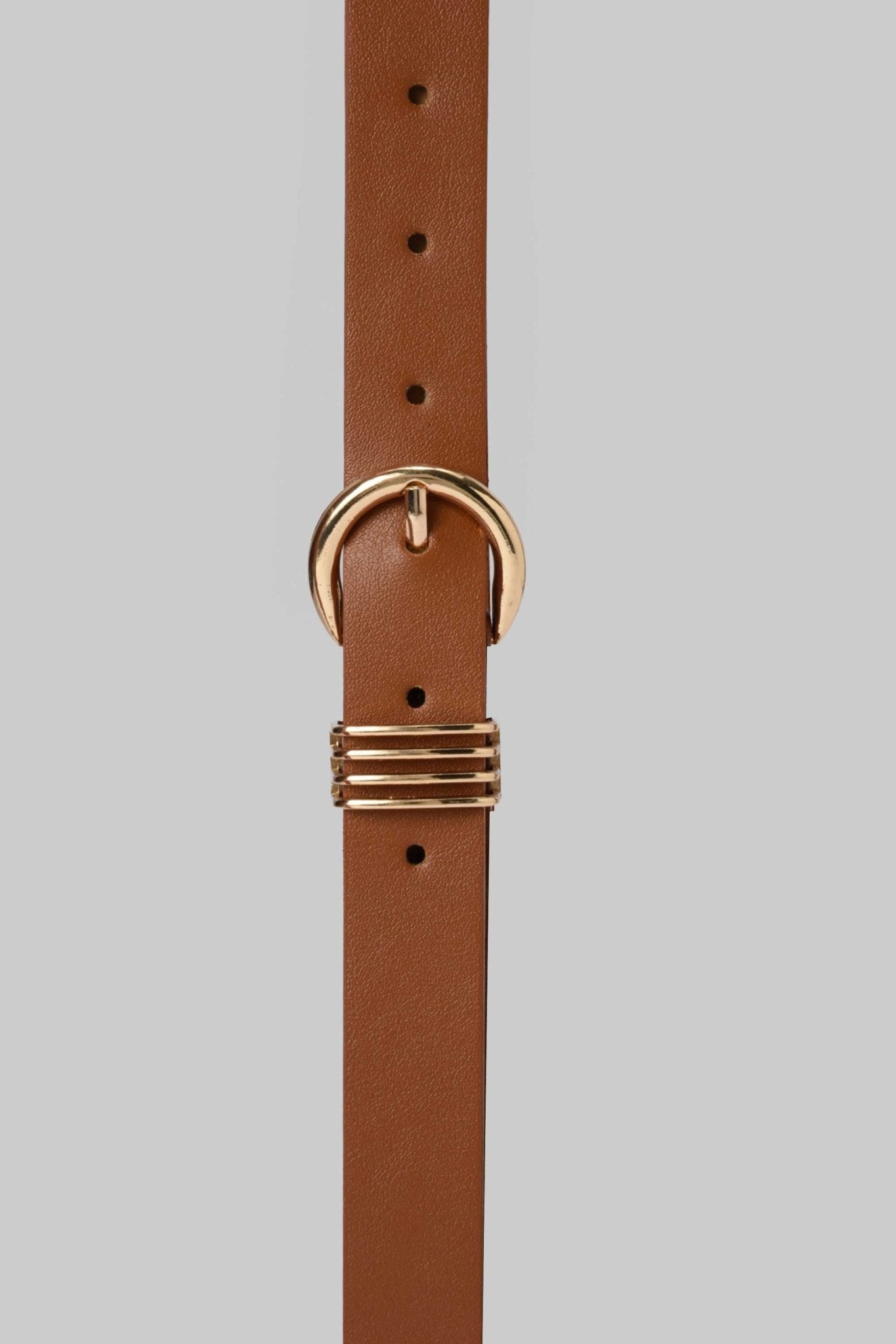 Belt | Tan Brown with Gold Buckle & Triple Loop Detail BELT CZBELT - Cizaro Jeans