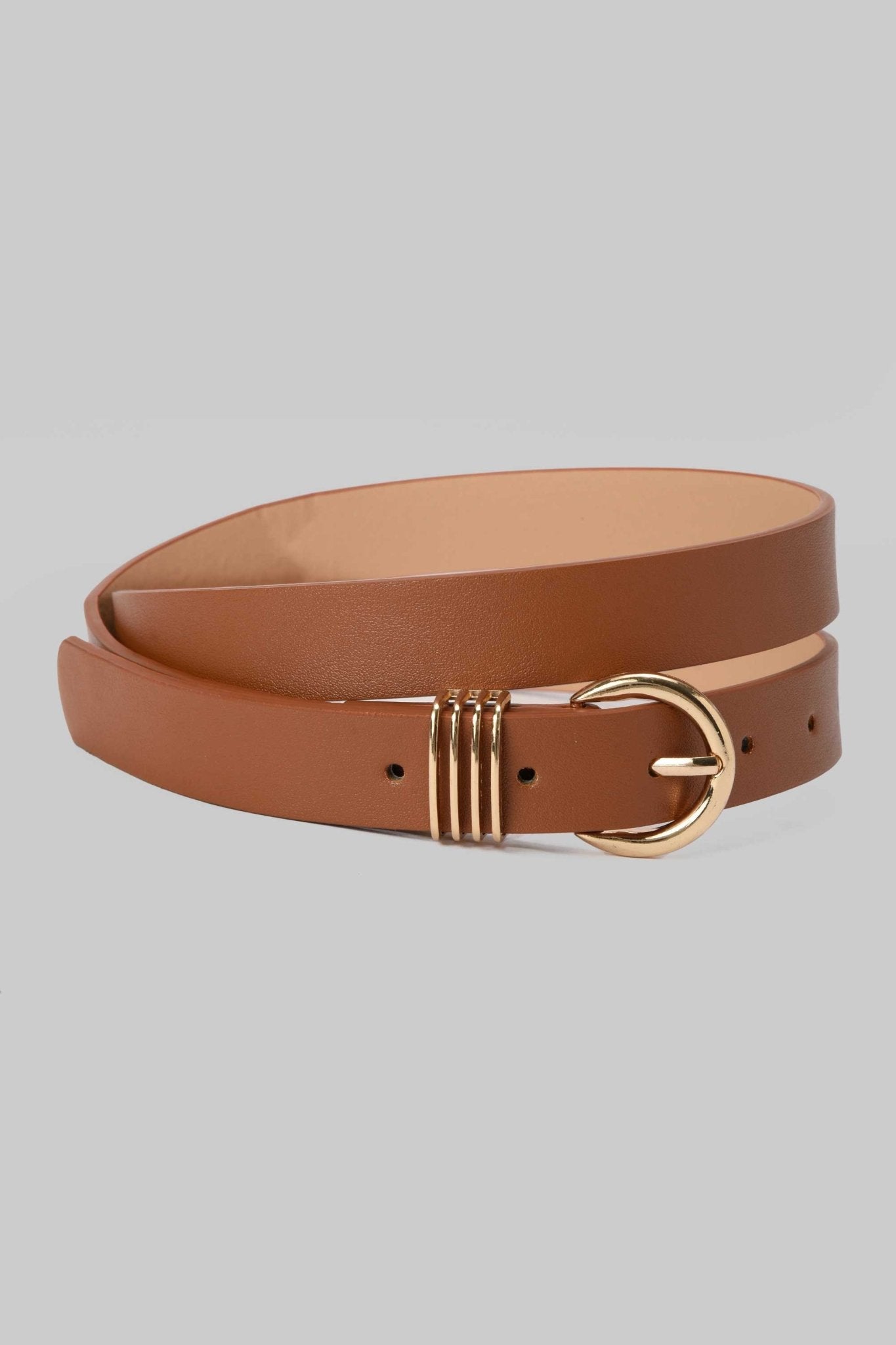 Belt | Tan Brown with Gold Buckle & Triple Loop Detail BELT CZBELT - Cizaro Jeans