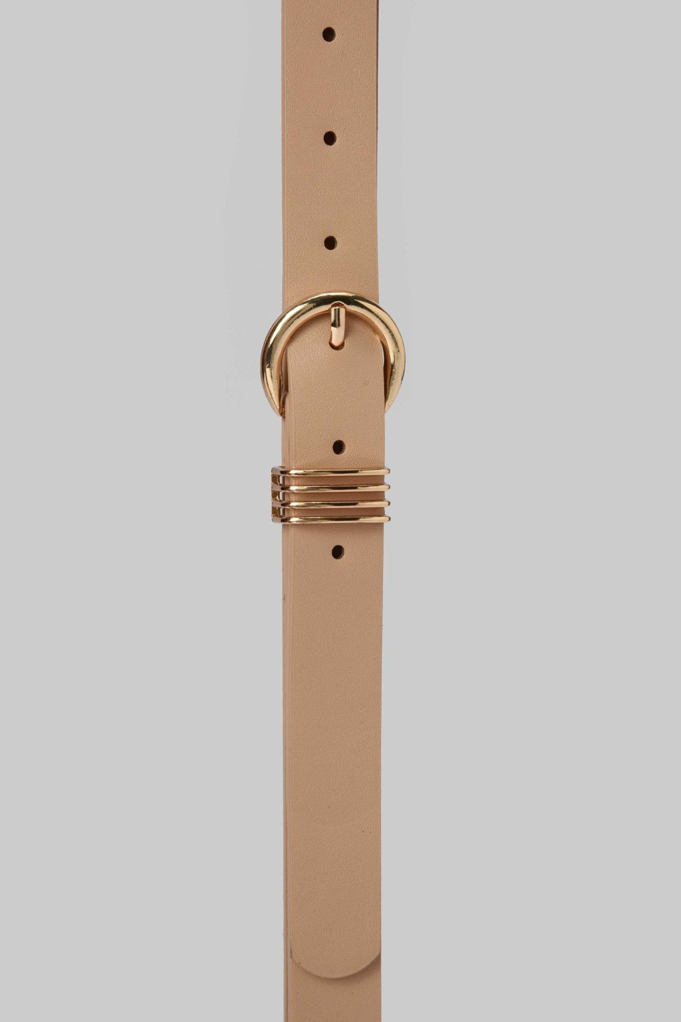 Belt | Beige with Gold Buckle & Triple Loop Detail BELT CZBELT - Cizaro Jeans