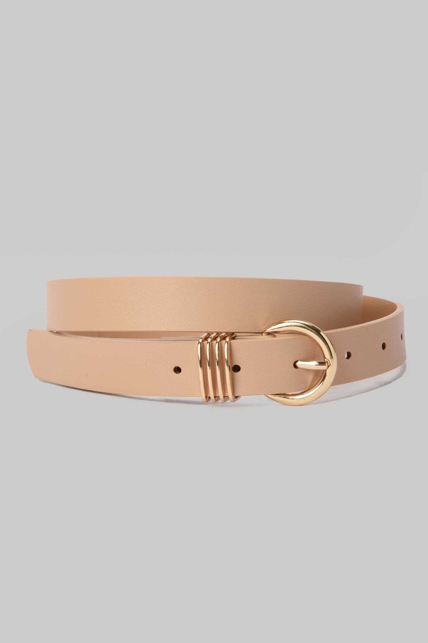 Belt | Beige with Gold Buckle & Triple Loop Detail BELT CZBELT - Cizaro Jeans