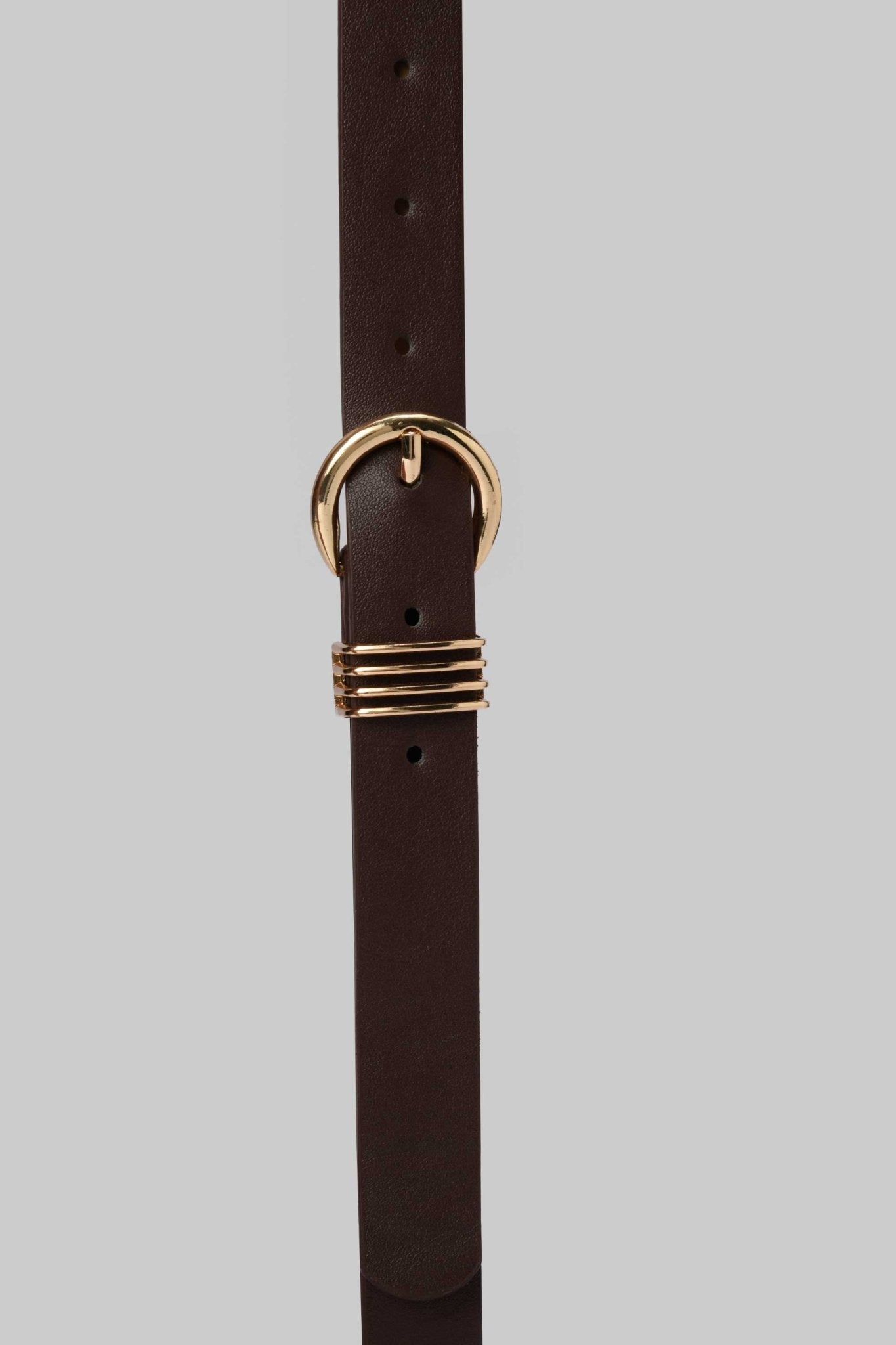 Belt | Dark Brown with Gold Buckle & Triple Loop Detail BELT CZBELT - Cizaro Jeans