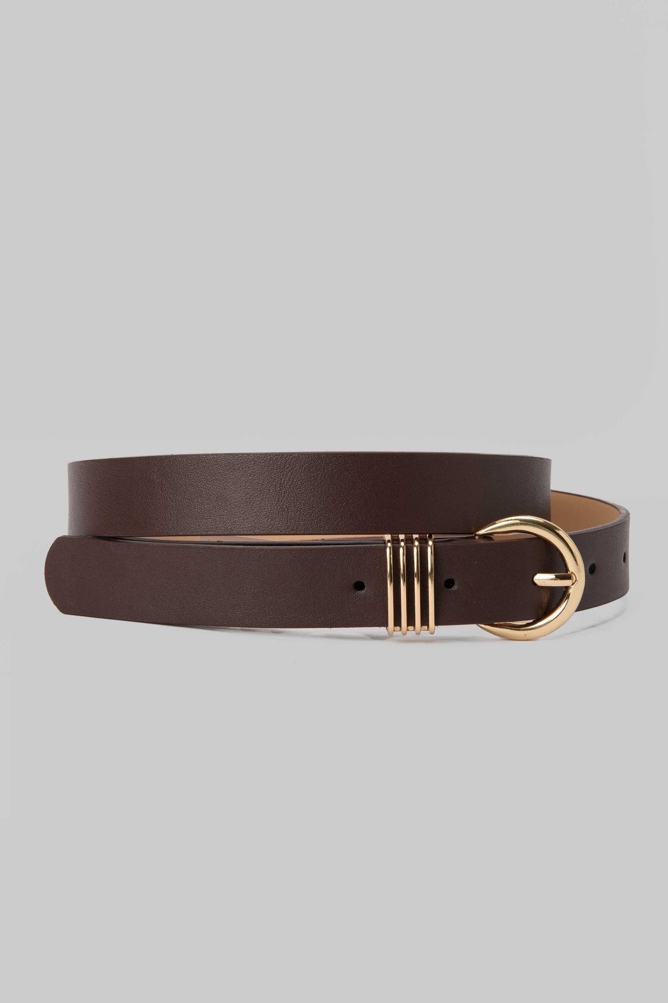 Belt | Dark Brown with Gold Buckle & Triple Loop Detail BELT CZBELT - Cizaro Jeans