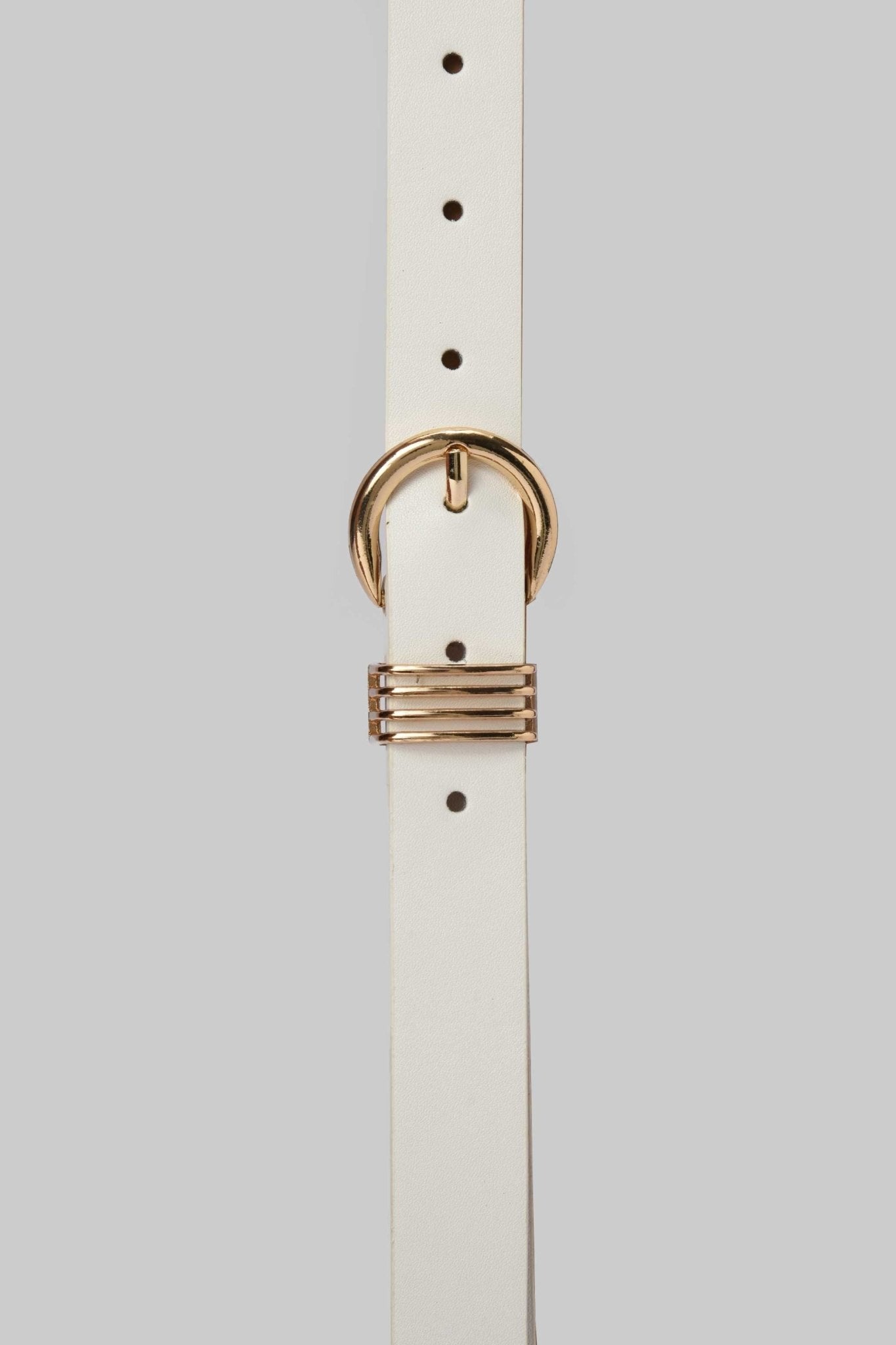 Belt | White with Gold Buckle & Triple Loop Detail BELT CZBELT - Cizaro Jeans