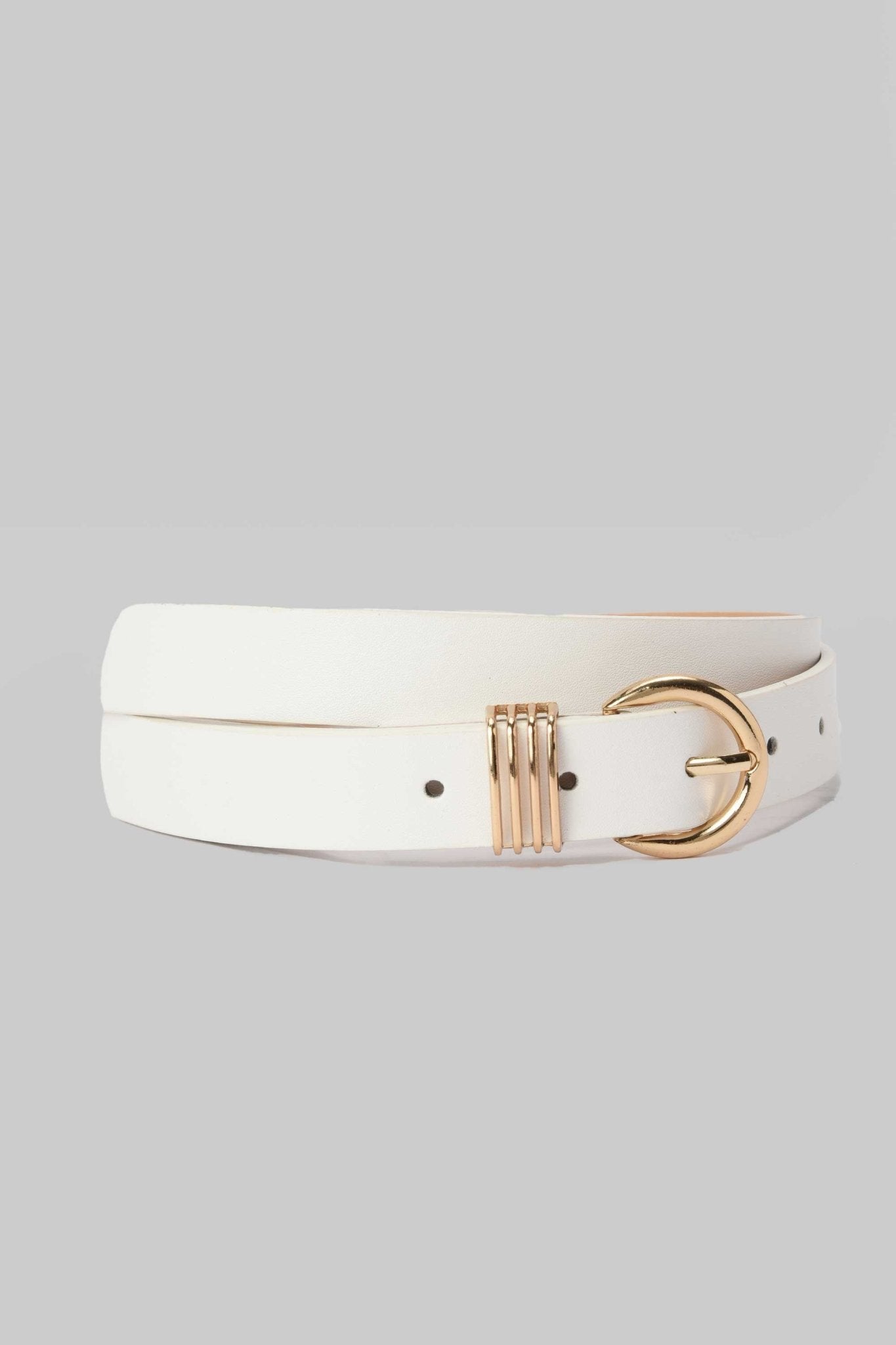 Belt | White with Gold Buckle & Triple Loop Detail BELT CZBELT - Cizaro Jeans