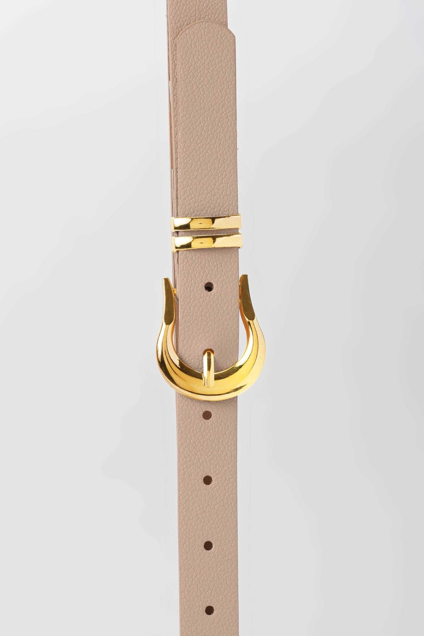 Belt | Beige with Gold Curved Buckle BELT CZBELT - Cizaro Jeans
