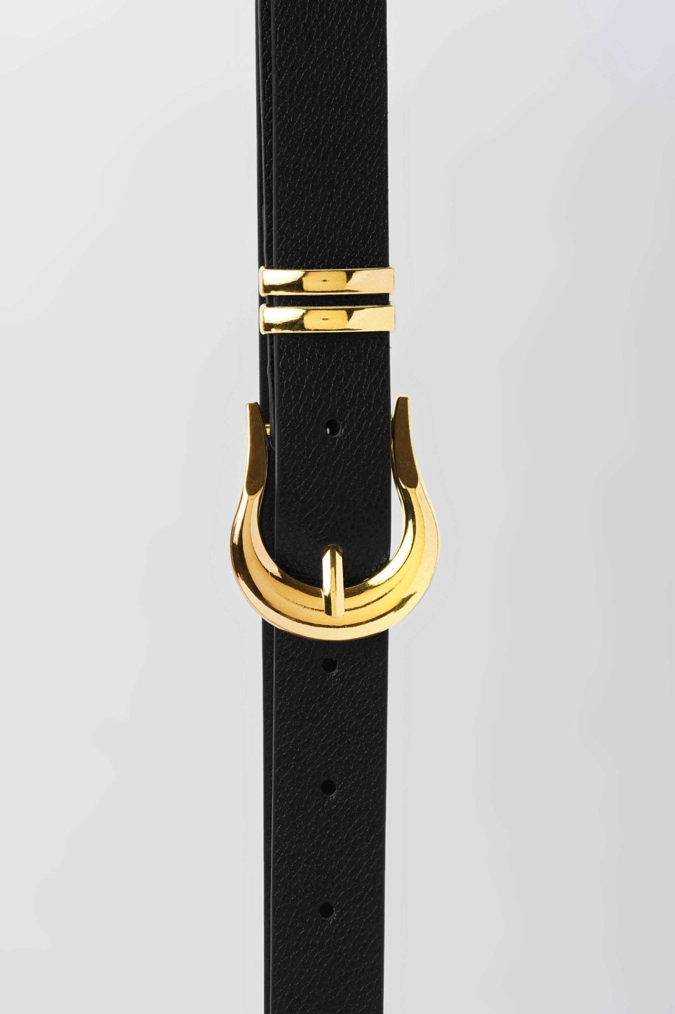 Belt | Black with Gold Curved Buckle BELT CZBELT - Cizaro Jeans