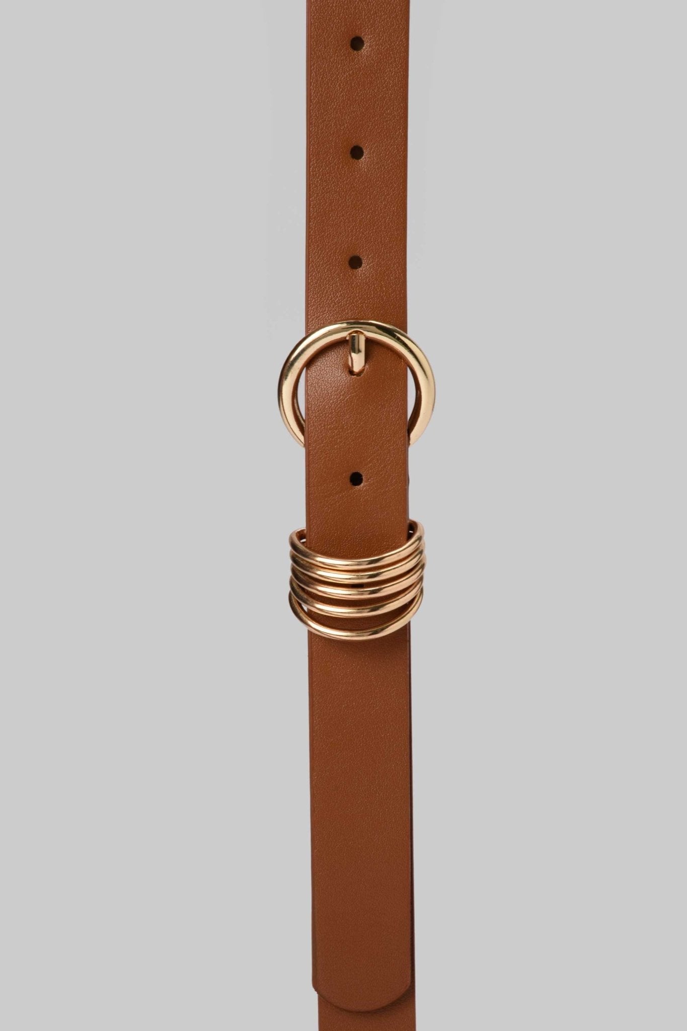 Belt | Dark Chocolate Belt with Gold Buckle & Triple Ring Detail BELT CZBELT - Cizaro Jeans