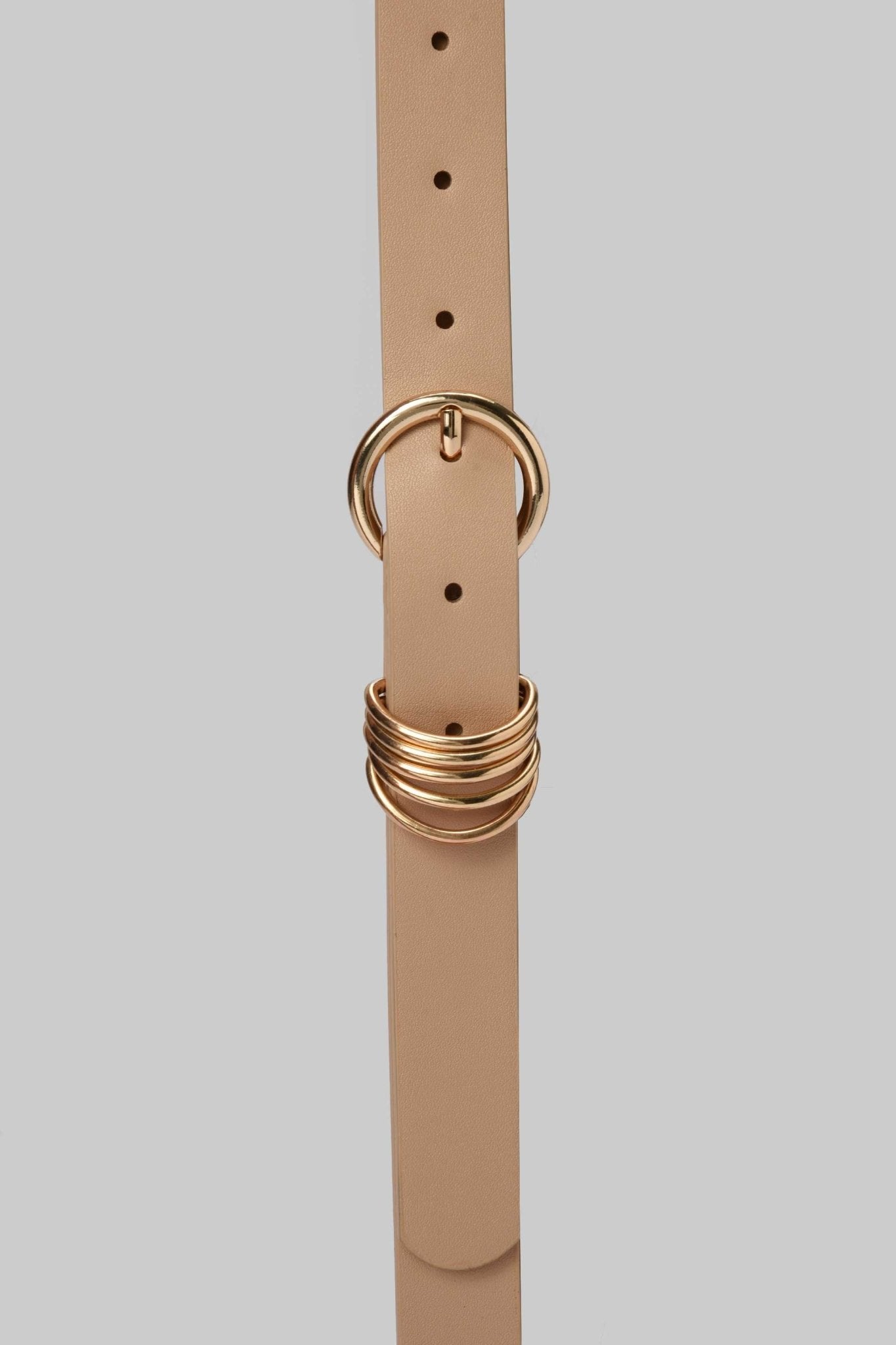 Belt | Nude Beige with Gold Round Buckle & Rings Accent BELT CZBELT - Cizaro Jeans