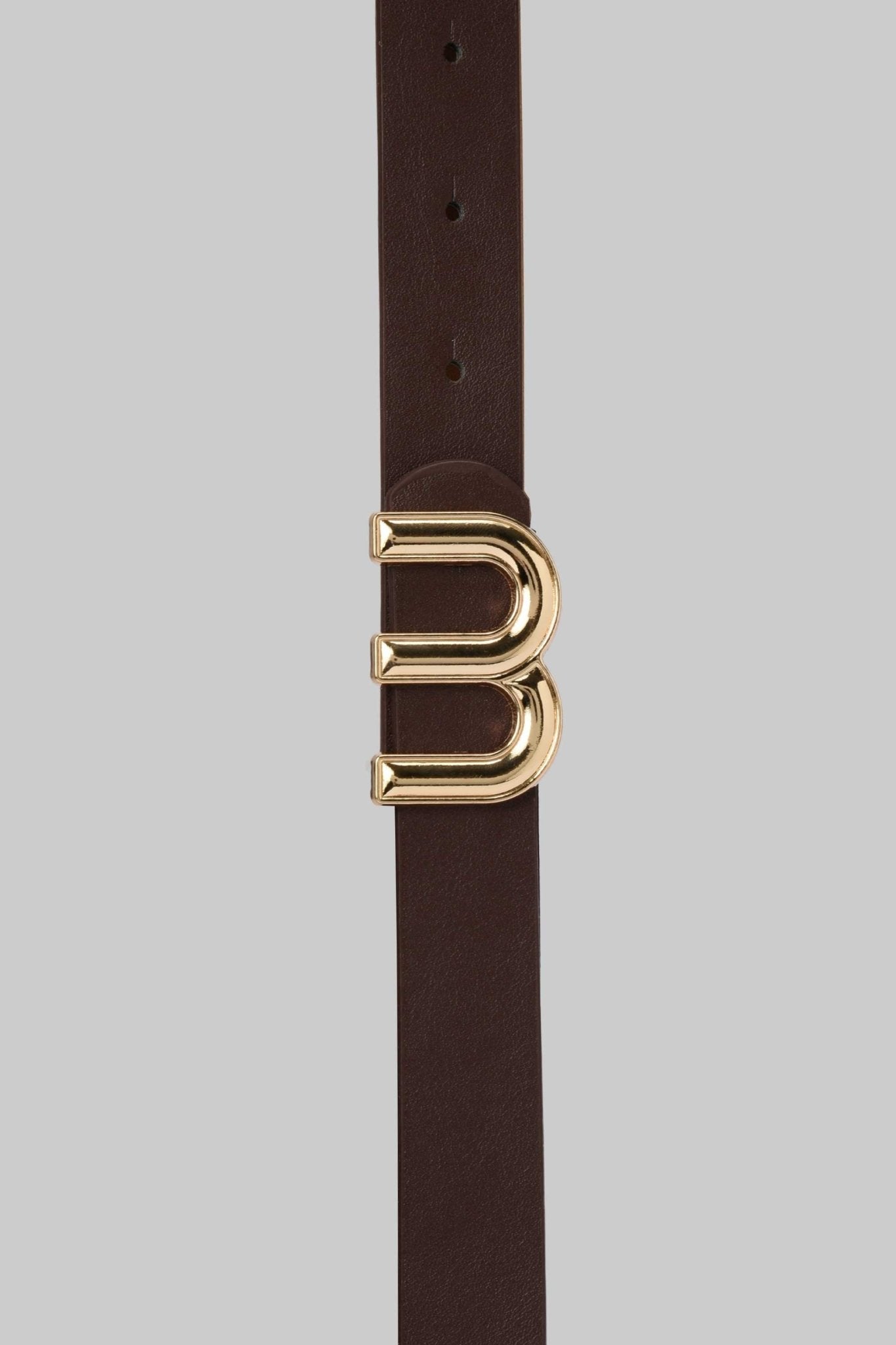 Belt | Dark Brown Minimal Belt with Gold M-Shaped Buckle BELT CZBELT - Cizaro Jeans
