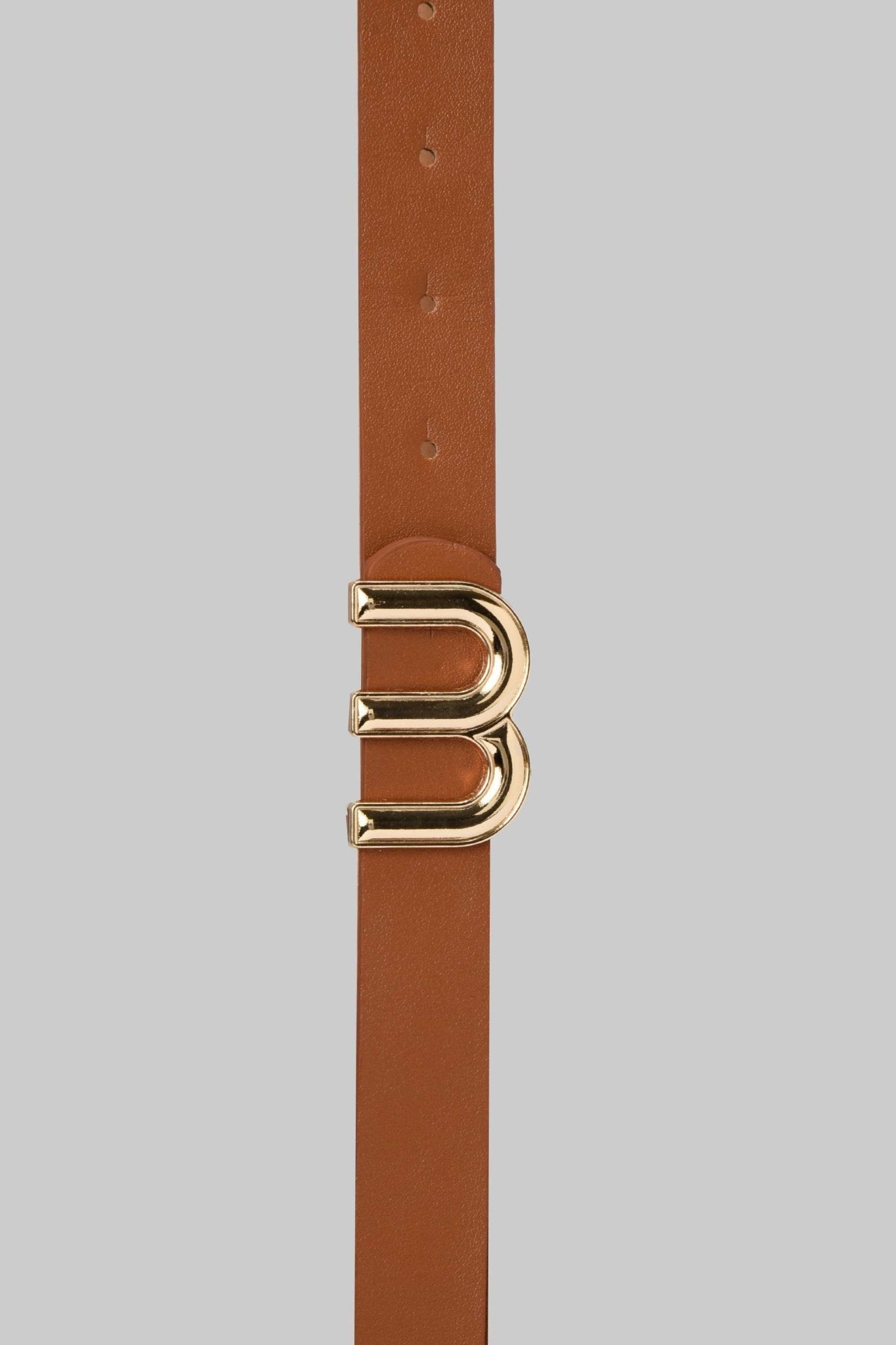 Belt Caramel Faux Leather with “M” Gold Buckle BELT CZBELT - Cizaro Jeans
