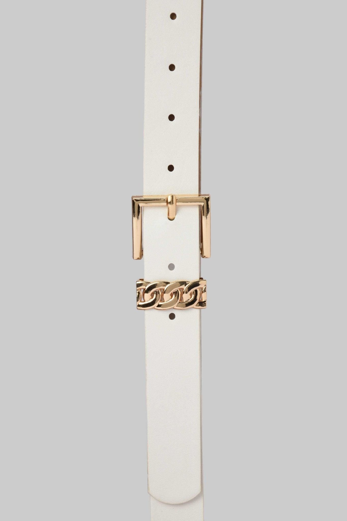 Belt | White with Chain Accent & Gold Buckle BELT CZBELT - Cizaro Jeans
