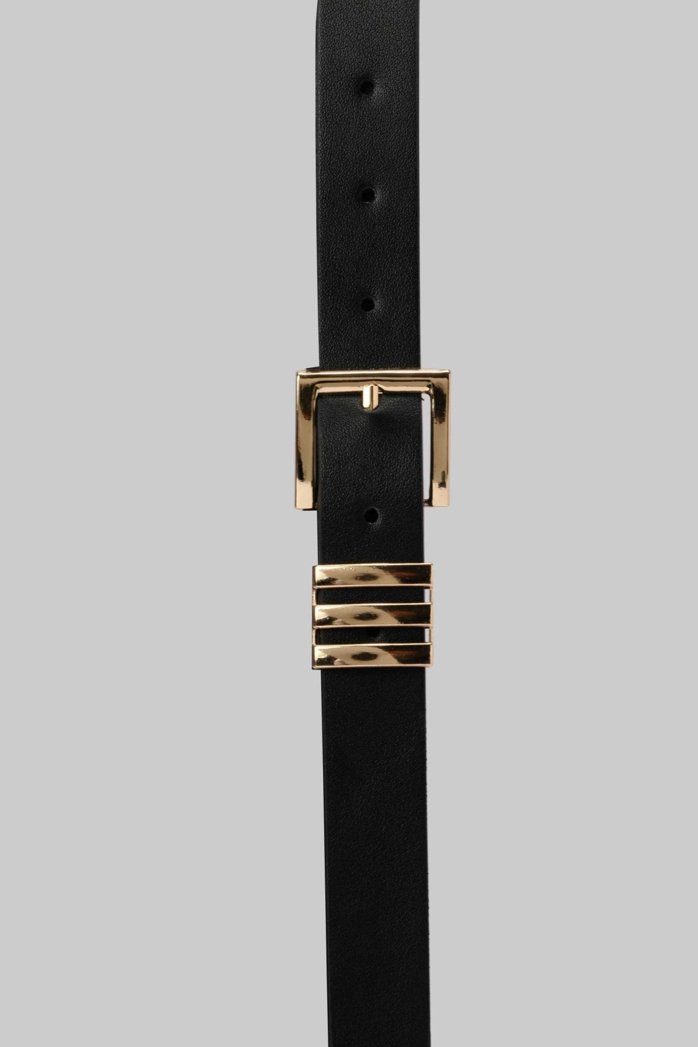 Belt | Black with Gold Square Buckle & Triple Loop Detail BELT CZBELT - Cizaro Jeans