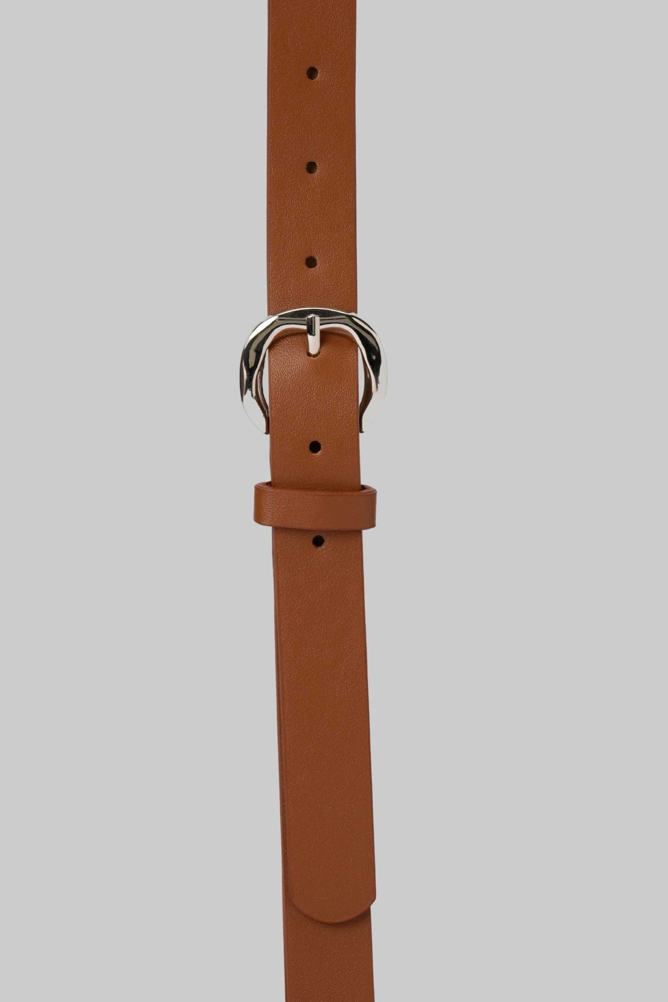 Belt | Tan Brown with Curved Silver Buckle BELT CZBELT - Cizaro Jeans
