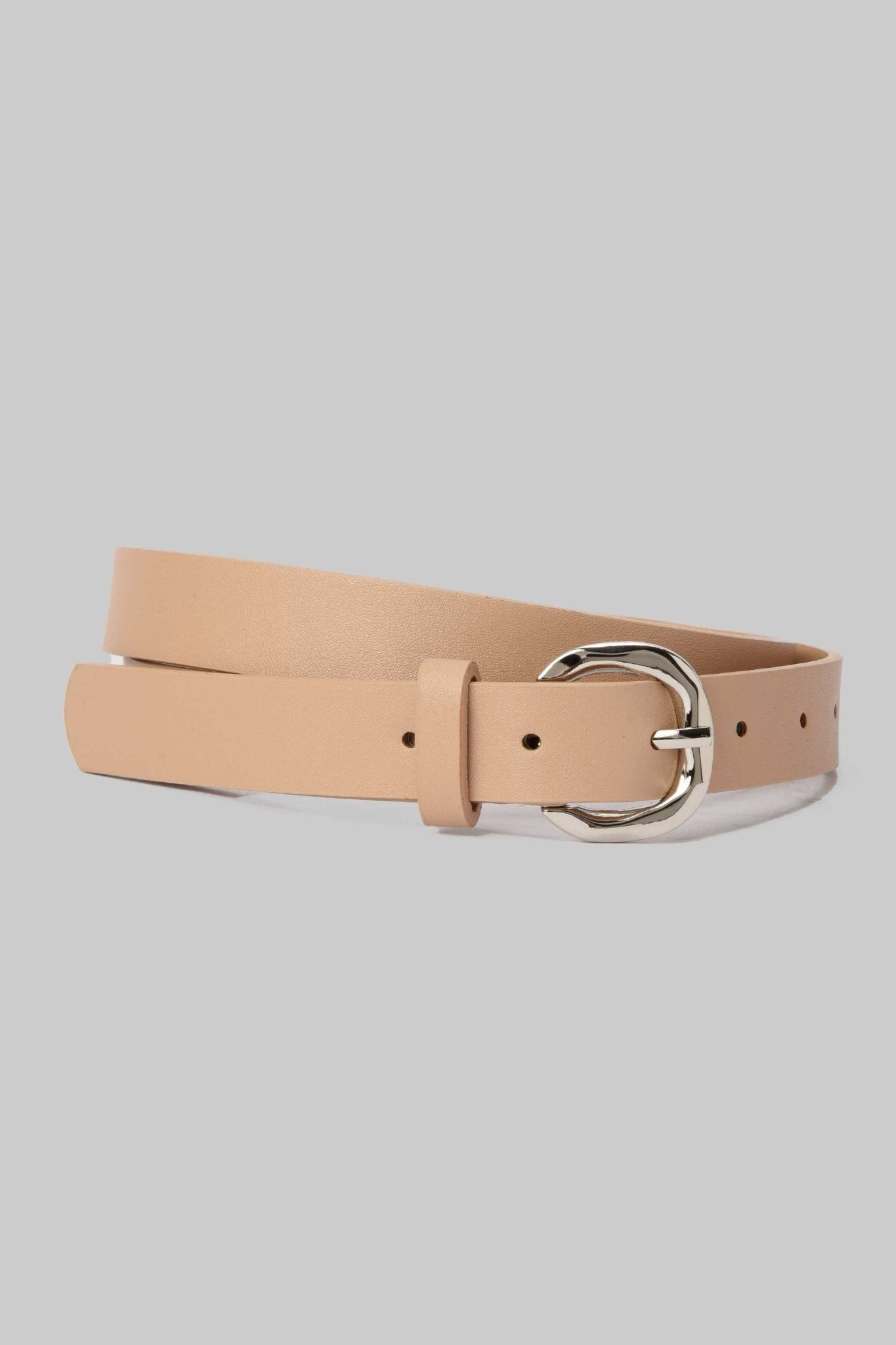 Belt | Beige with Curved Silver Buckle BELT CZBELT - Cizaro Jeans