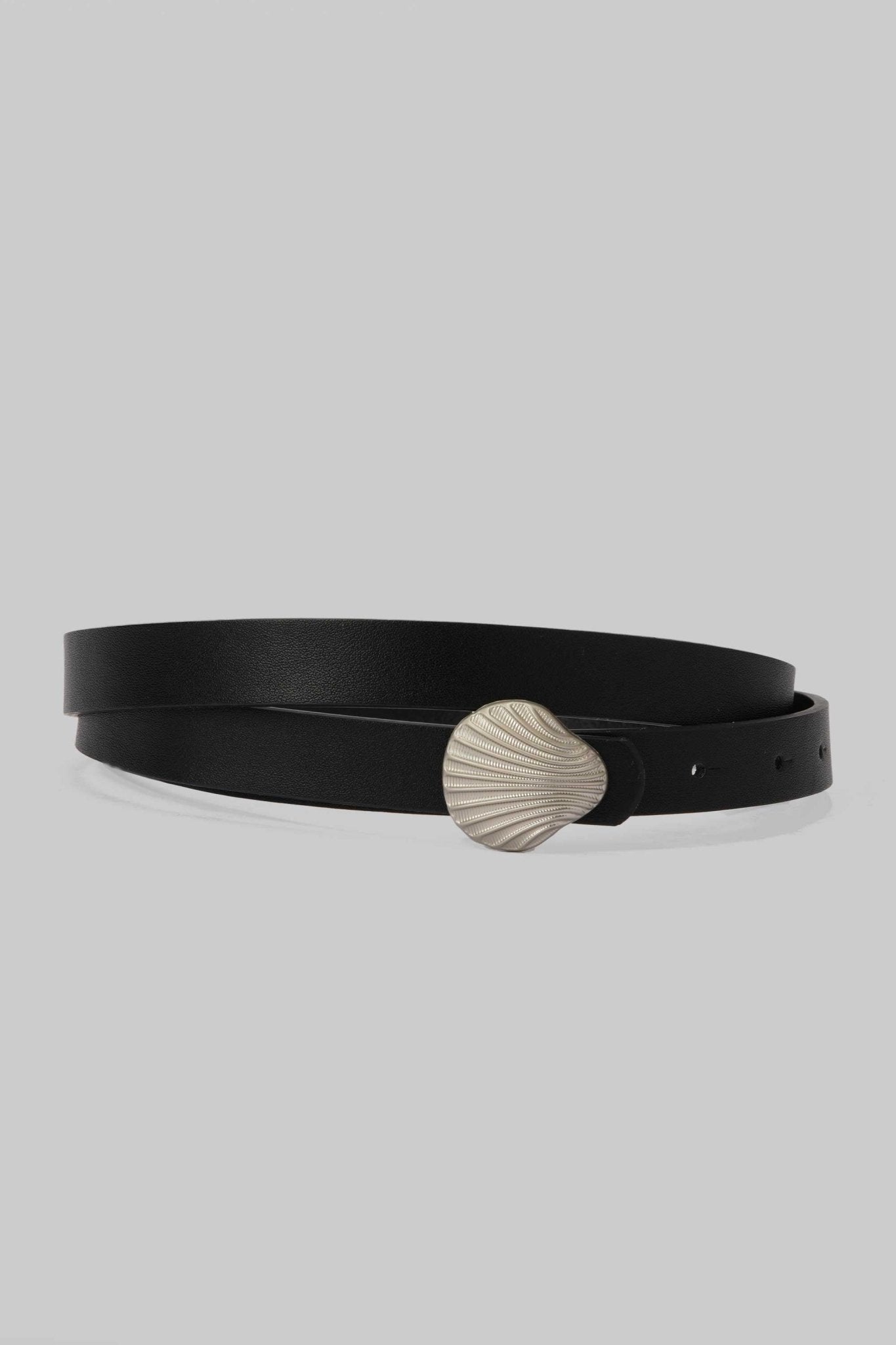 Belt | Black with Silver Shell Buckle BELT CZBELT - Cizaro Jeans