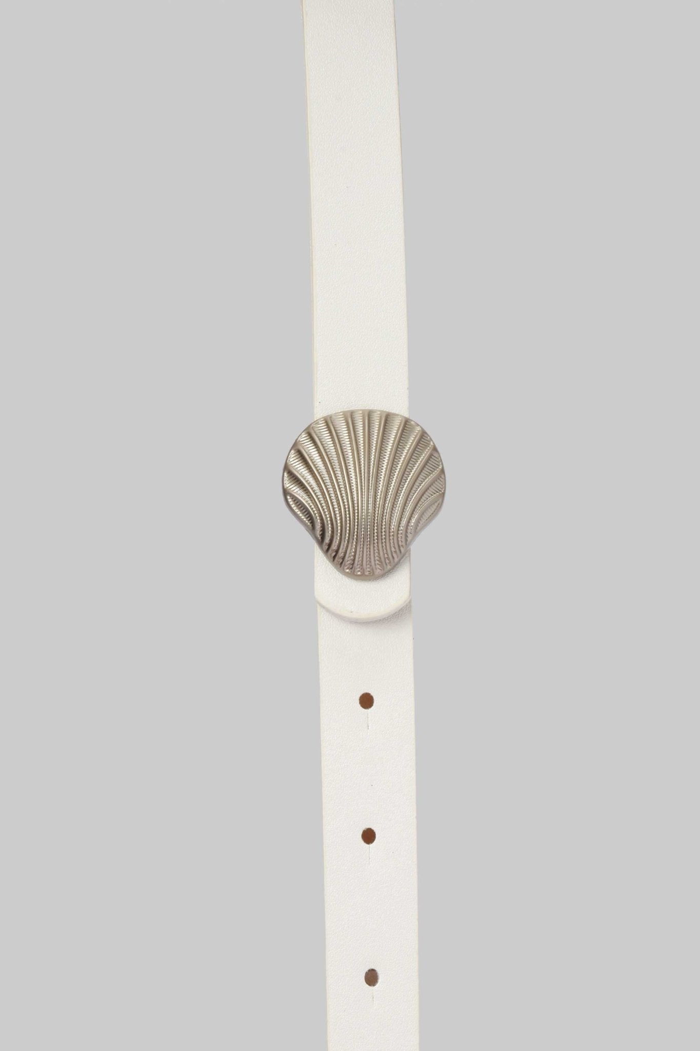 Belt | White with Silver Shell Buckle BELT CZBELT - Cizaro Jeans