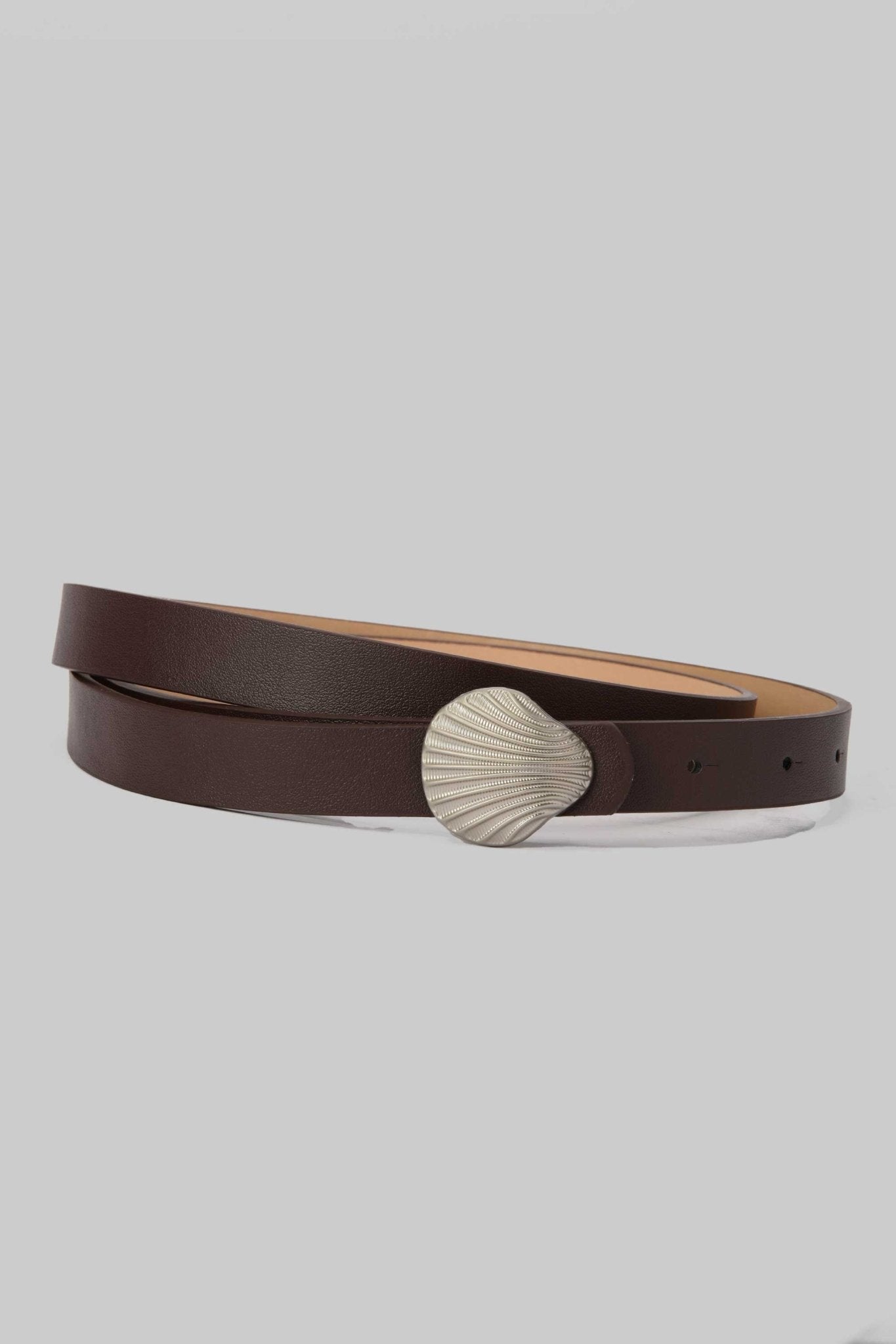 Belt | Dark Brown with Silver Shell Buckle BELT CZBELT - Cizaro Jeans