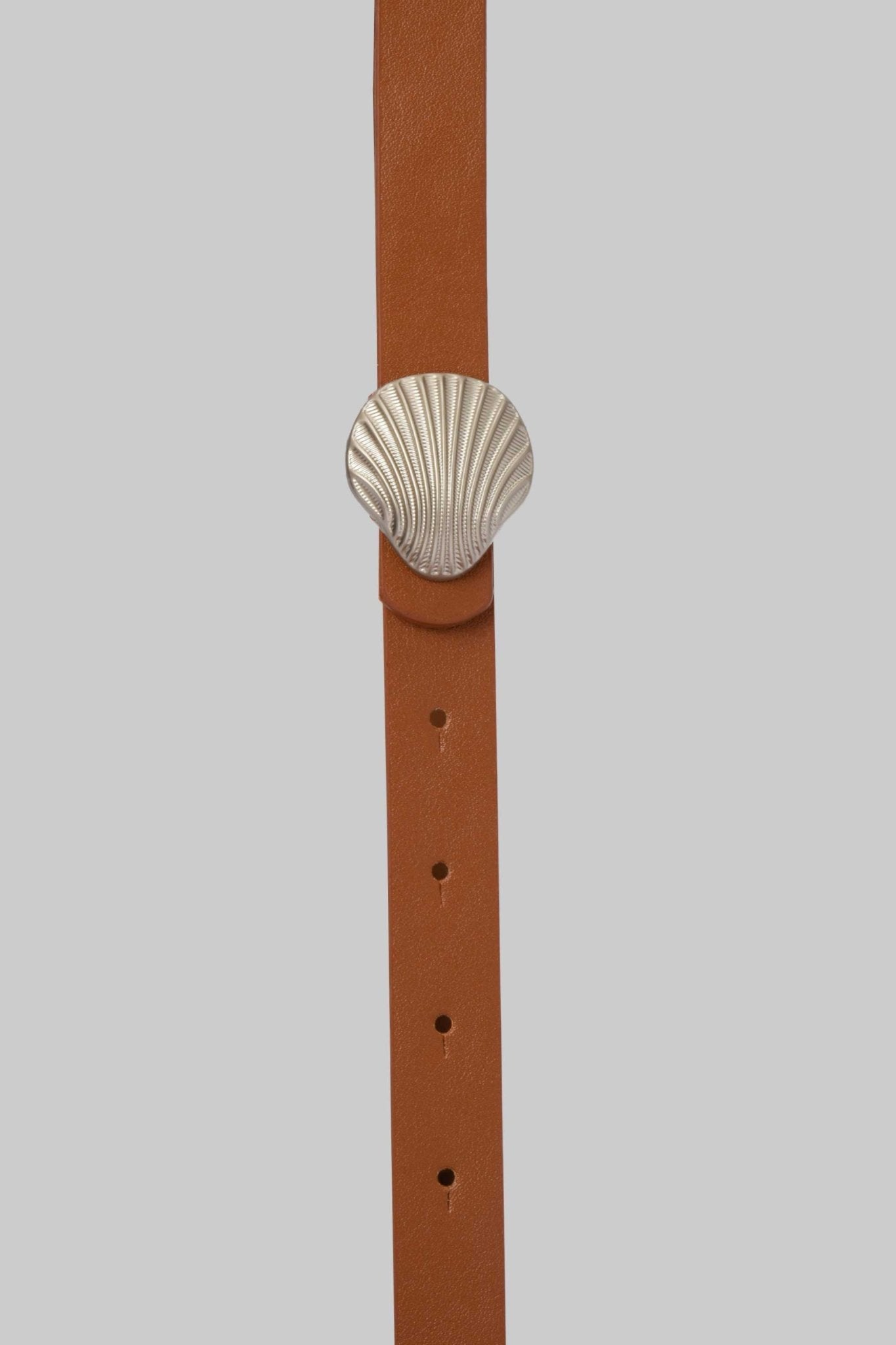 Belt | Tan Brown with Silver Shell Buckle BELT CZBELT - Cizaro Jeans