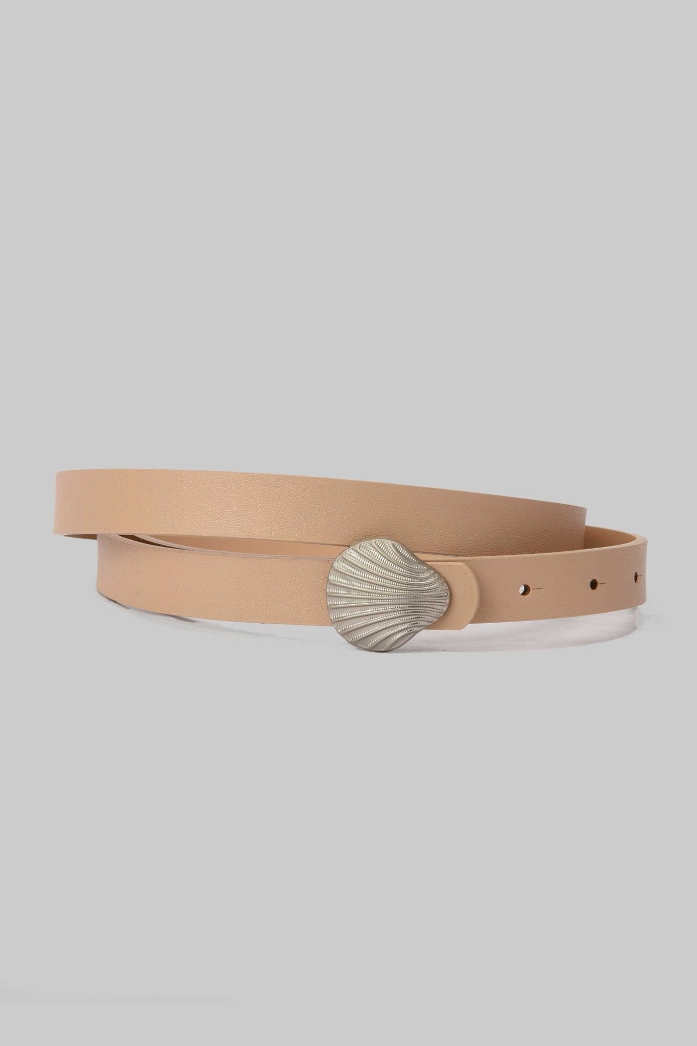 Belt | Beige with Silver Shell Buckle BELT CZBELT - Cizaro Jeans