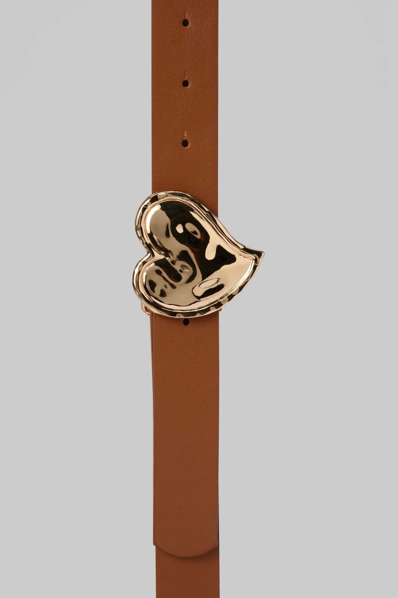 Belt | Tan Brown with Gold Heart Buckle BELT CZBELT - Cizaro Jeans
