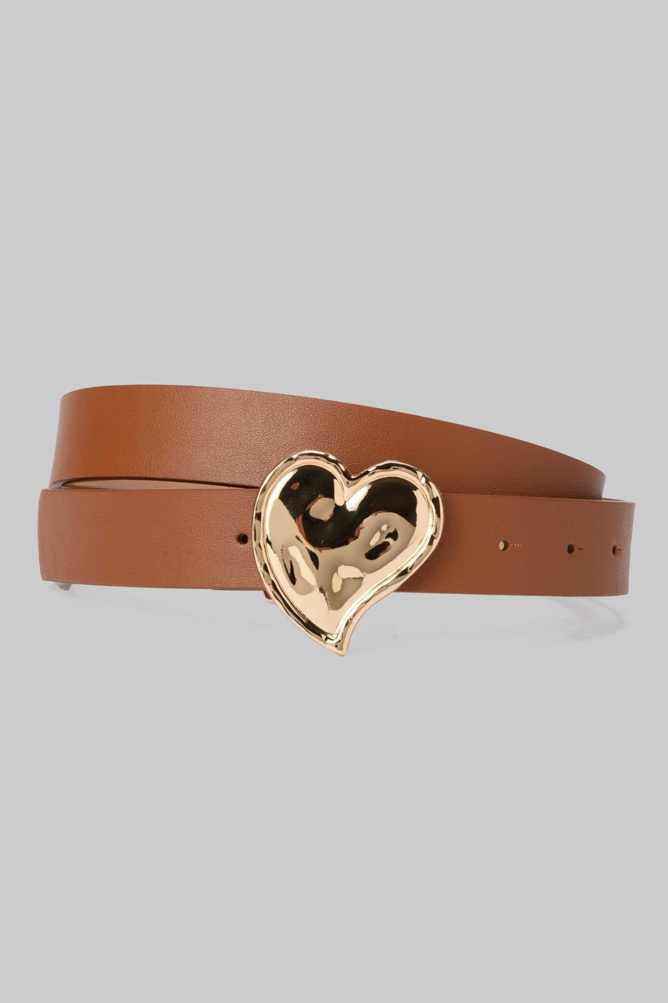 Belt | Tan Brown with Gold Heart Buckle BELT CZBELT - Cizaro Jeans