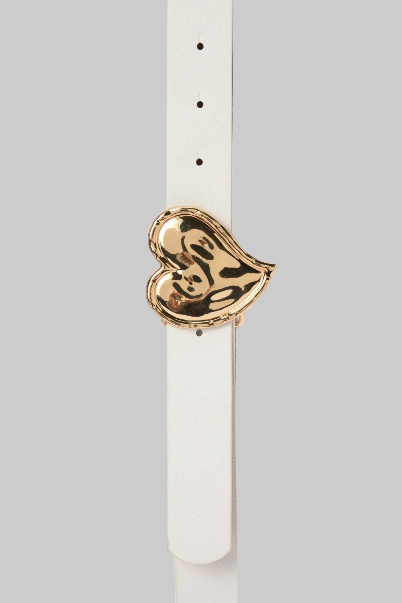 Belt | White with Gold Heart Buckle BELT CZBELT - Cizaro Jeans