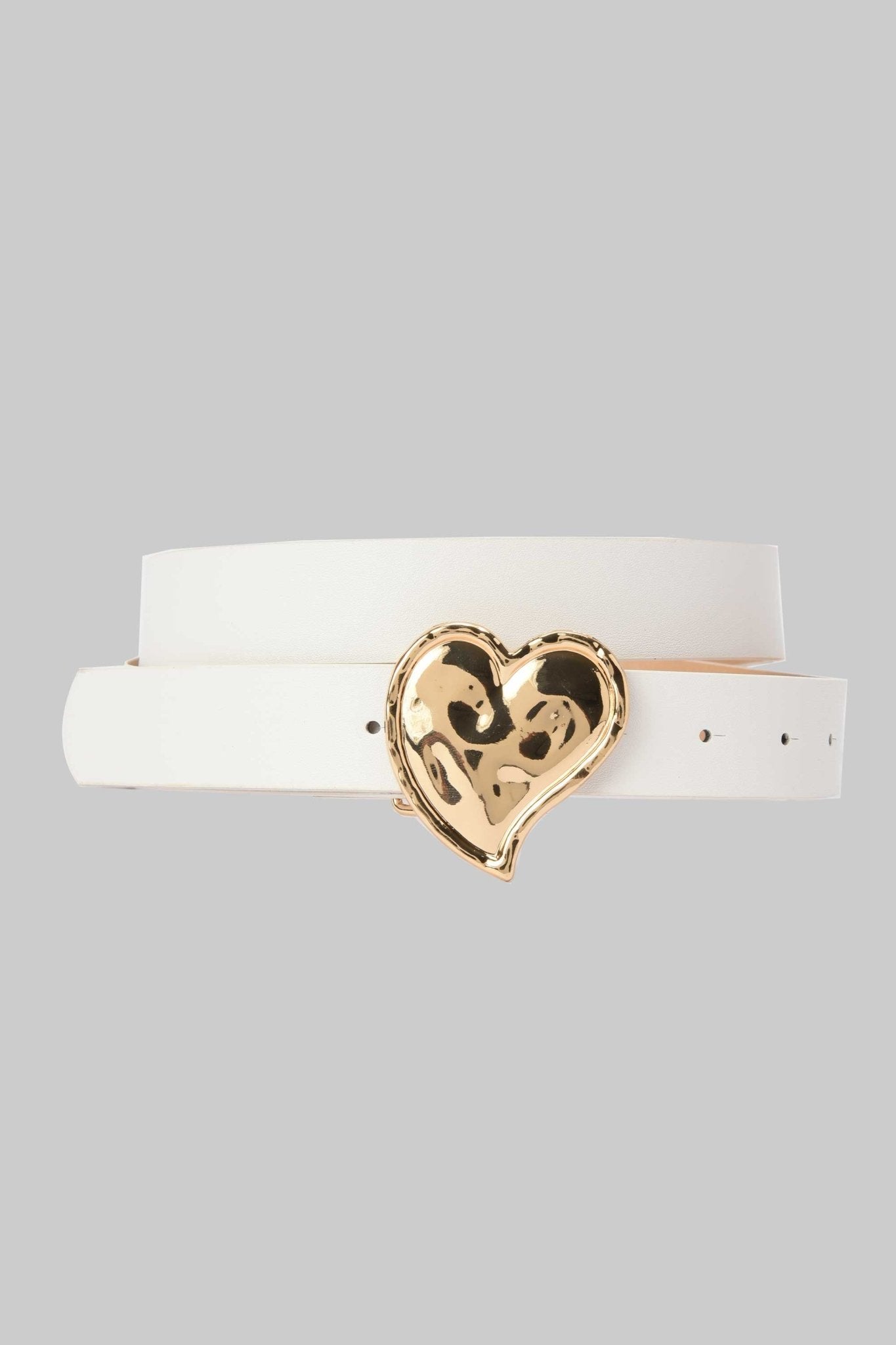 Belt | White with Gold Heart Buckle BELT CZBELT - Cizaro Jeans
