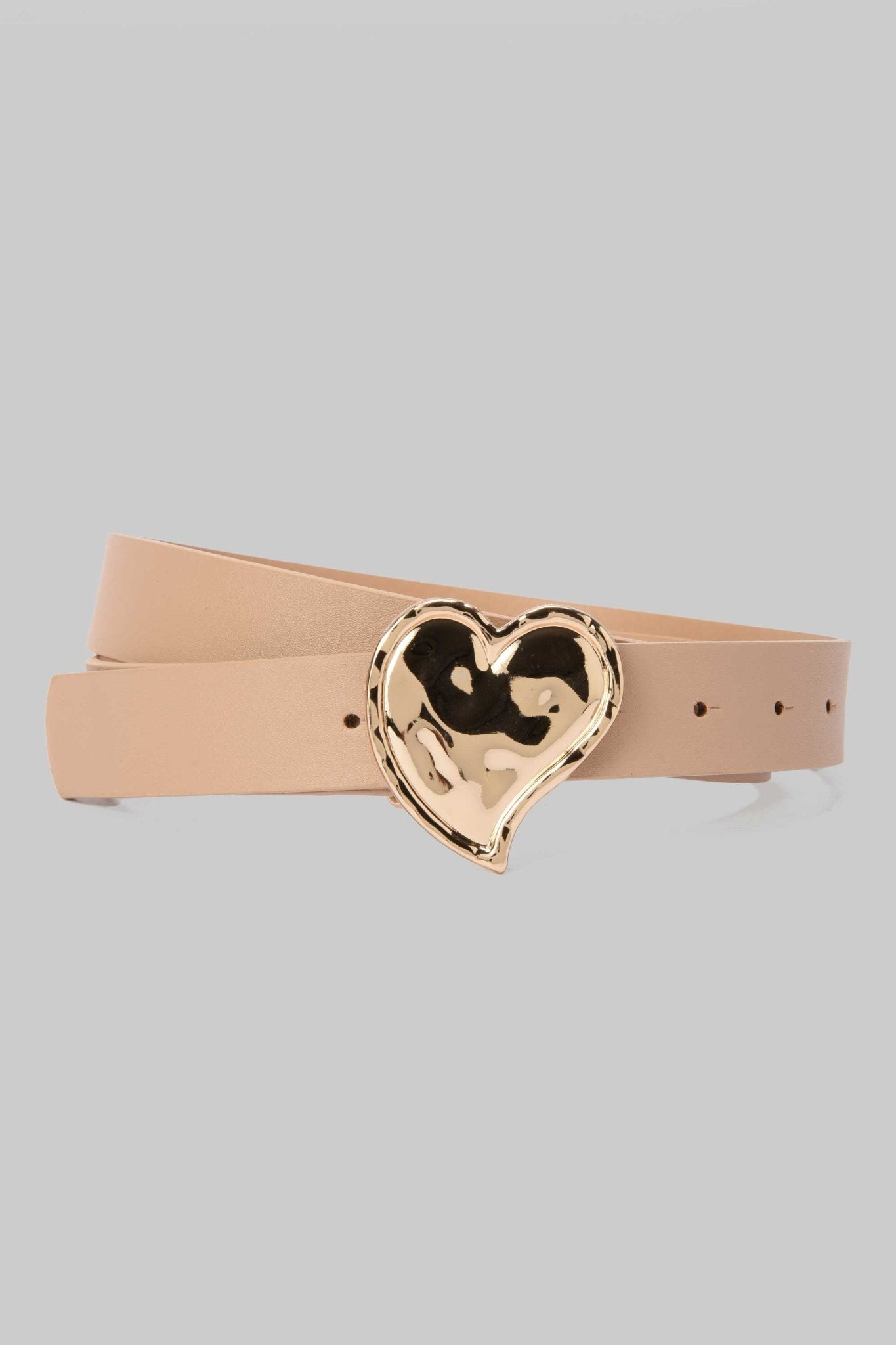 Belt | Beige with Gold Heart Buckle BELT CZBELT - Cizaro Jeans