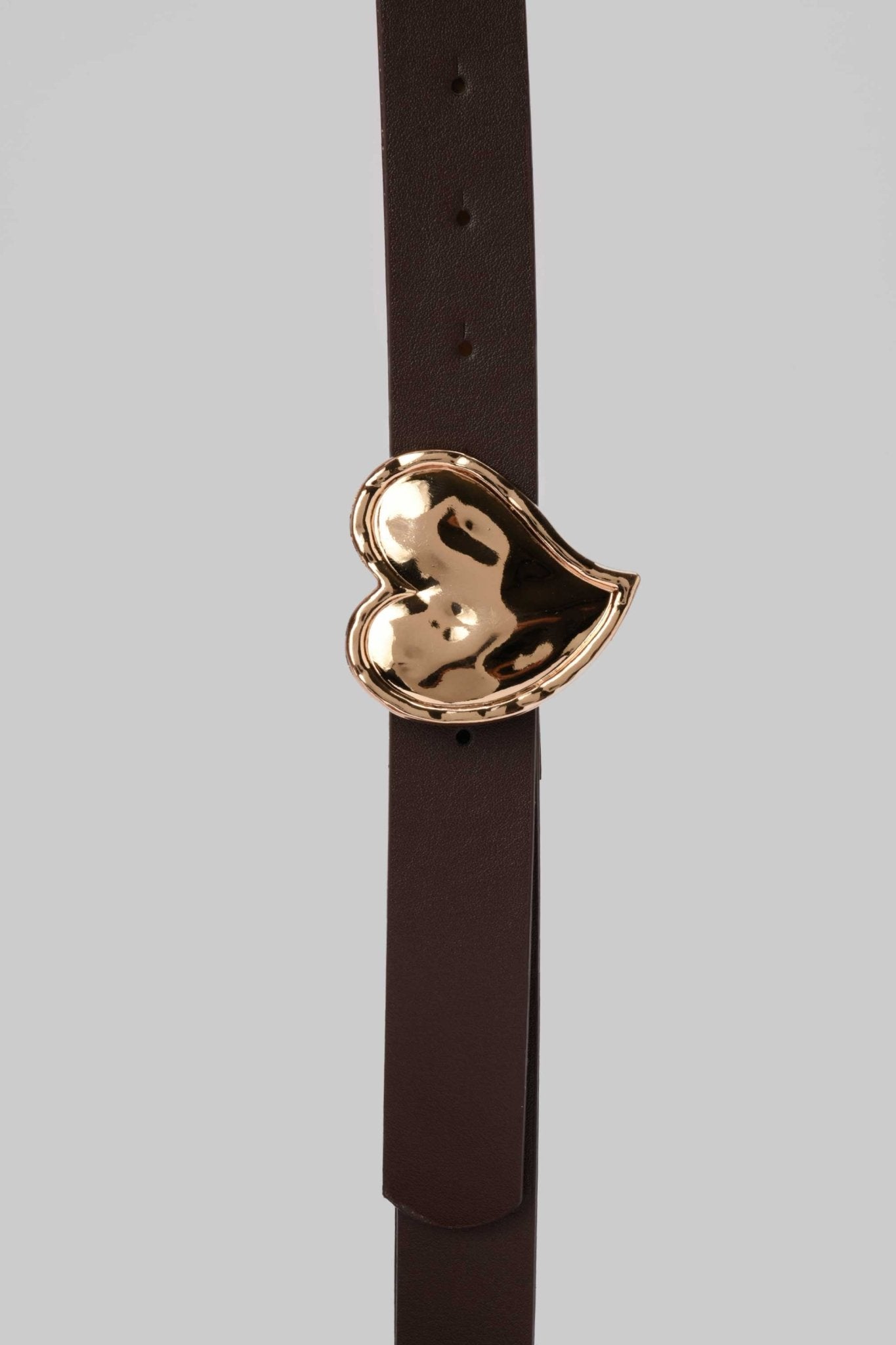 Belt | Dark Brown with Gold Heart Buckle BELT CZBELT - Cizaro Jeans