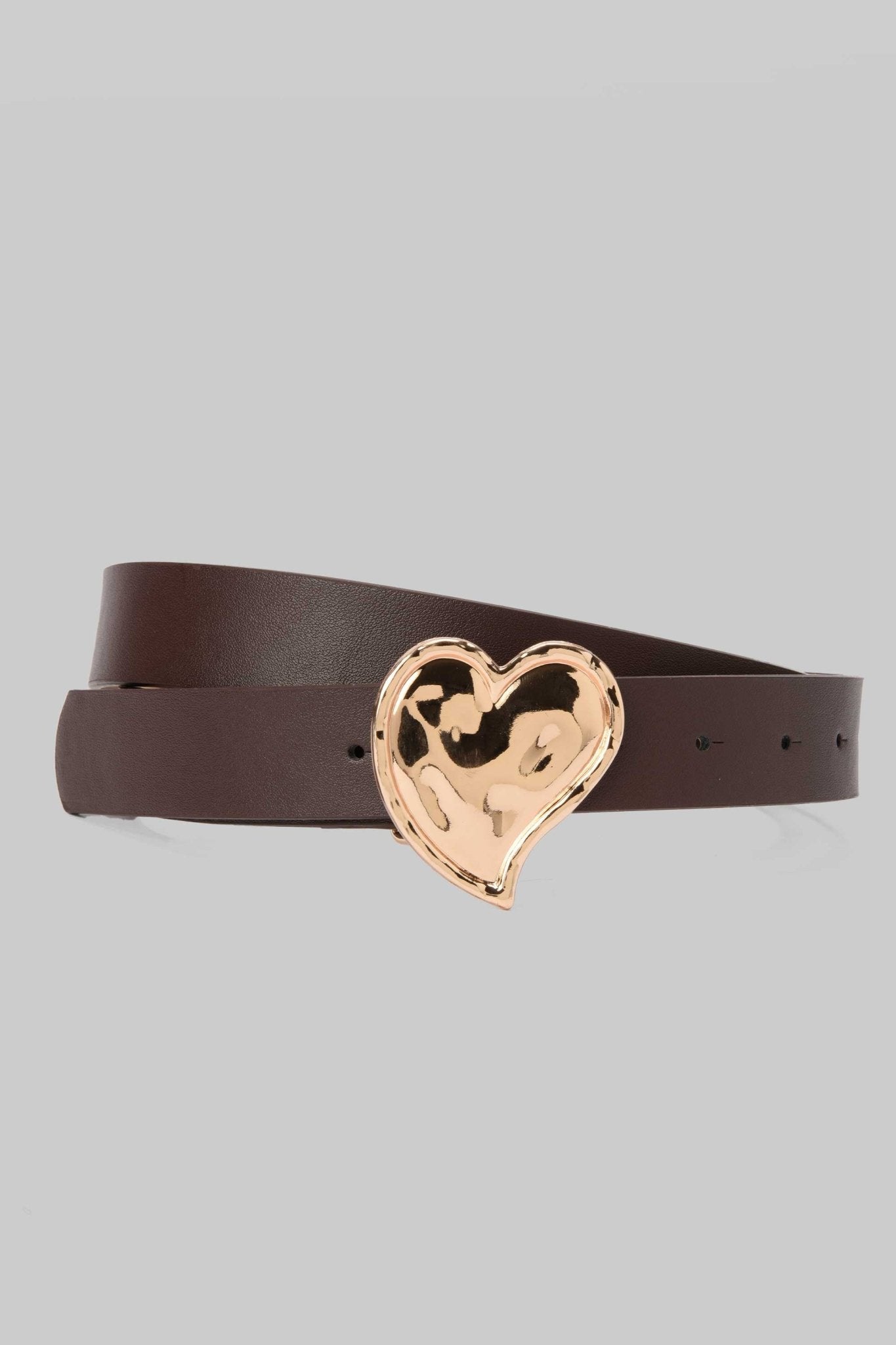Belt | Dark Brown with Gold Heart Buckle BELT CZBELT - Cizaro Jeans
