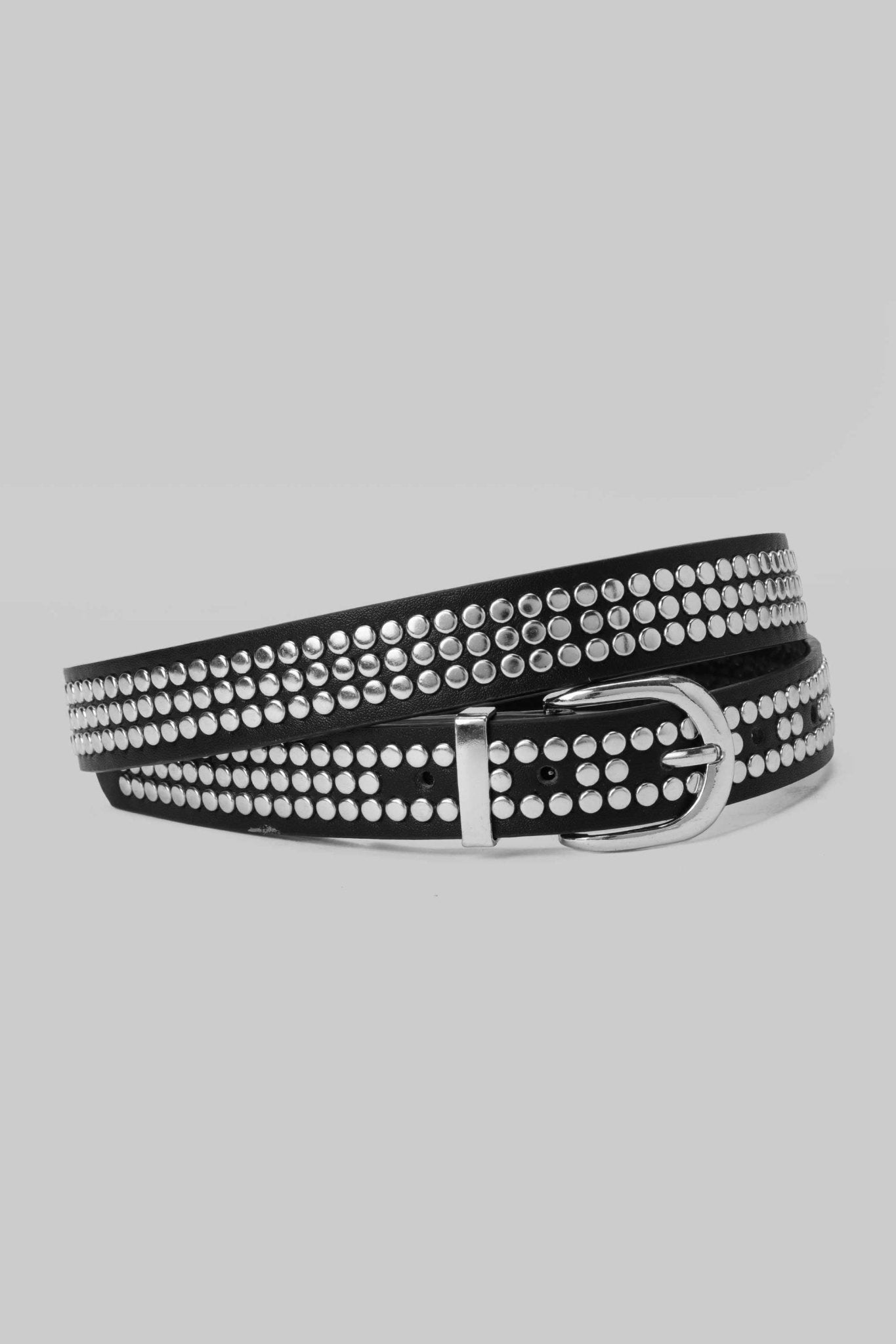 Belt | Black Studded with Silver Buckle BELT CZBELT - Cizaro Jeans