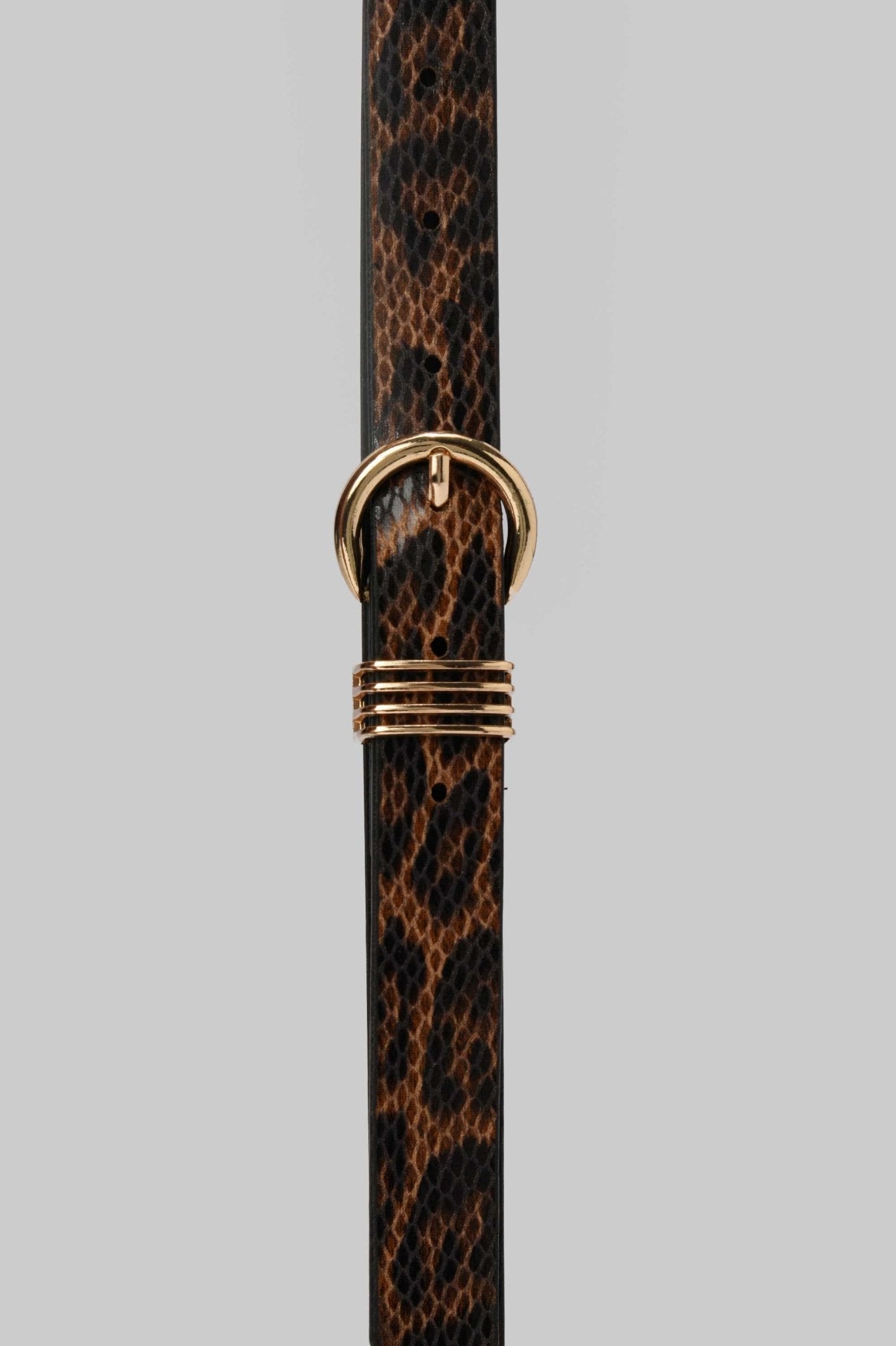 Belt | Leopard Snake-Print Belt with Round Gold Buckle BELT CZBELT - Cizaro Jeans