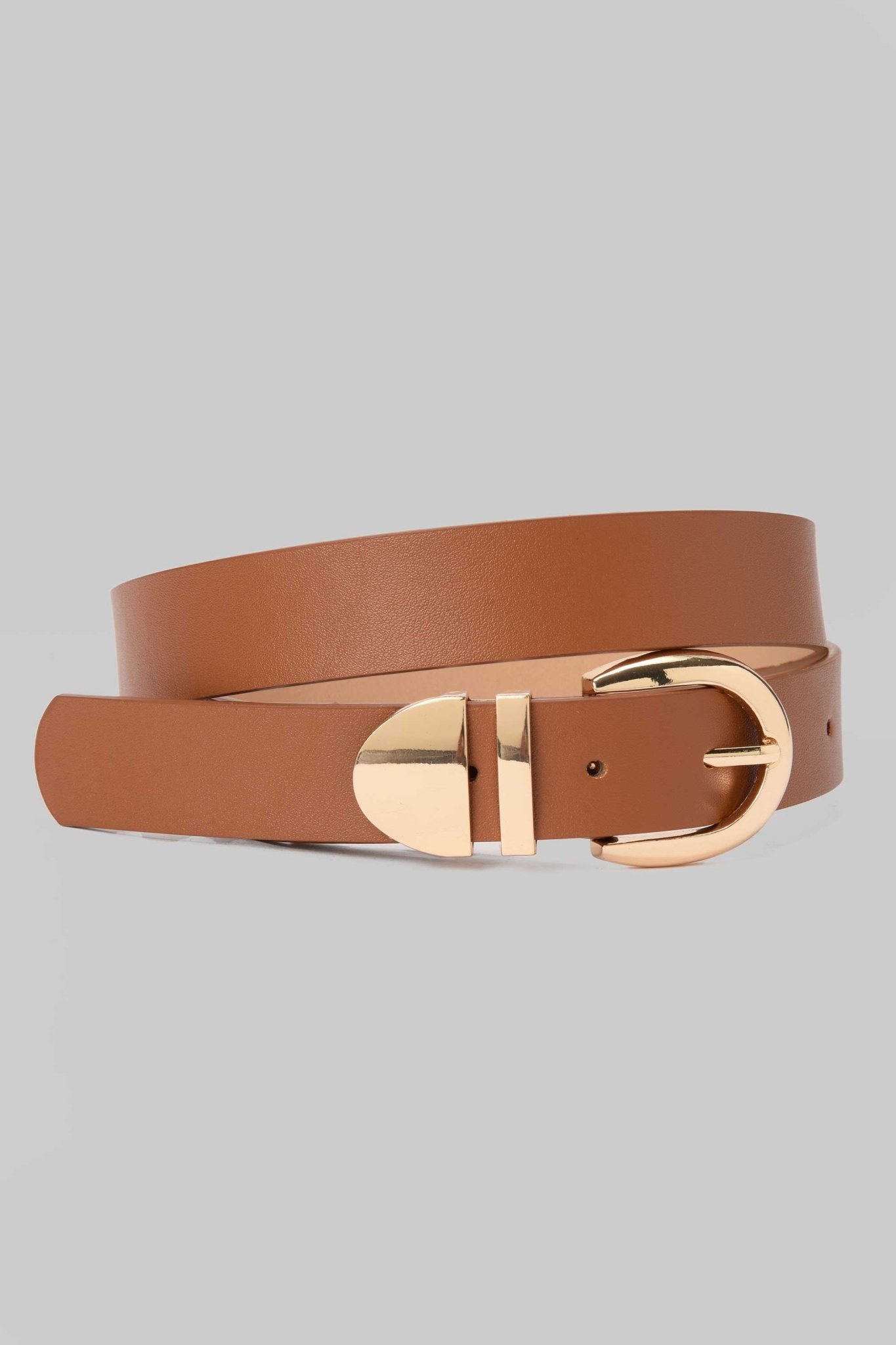Belt | Caramel Tan with Golden Rounded Buckle BELT CZBELT - Cizaro Jeans