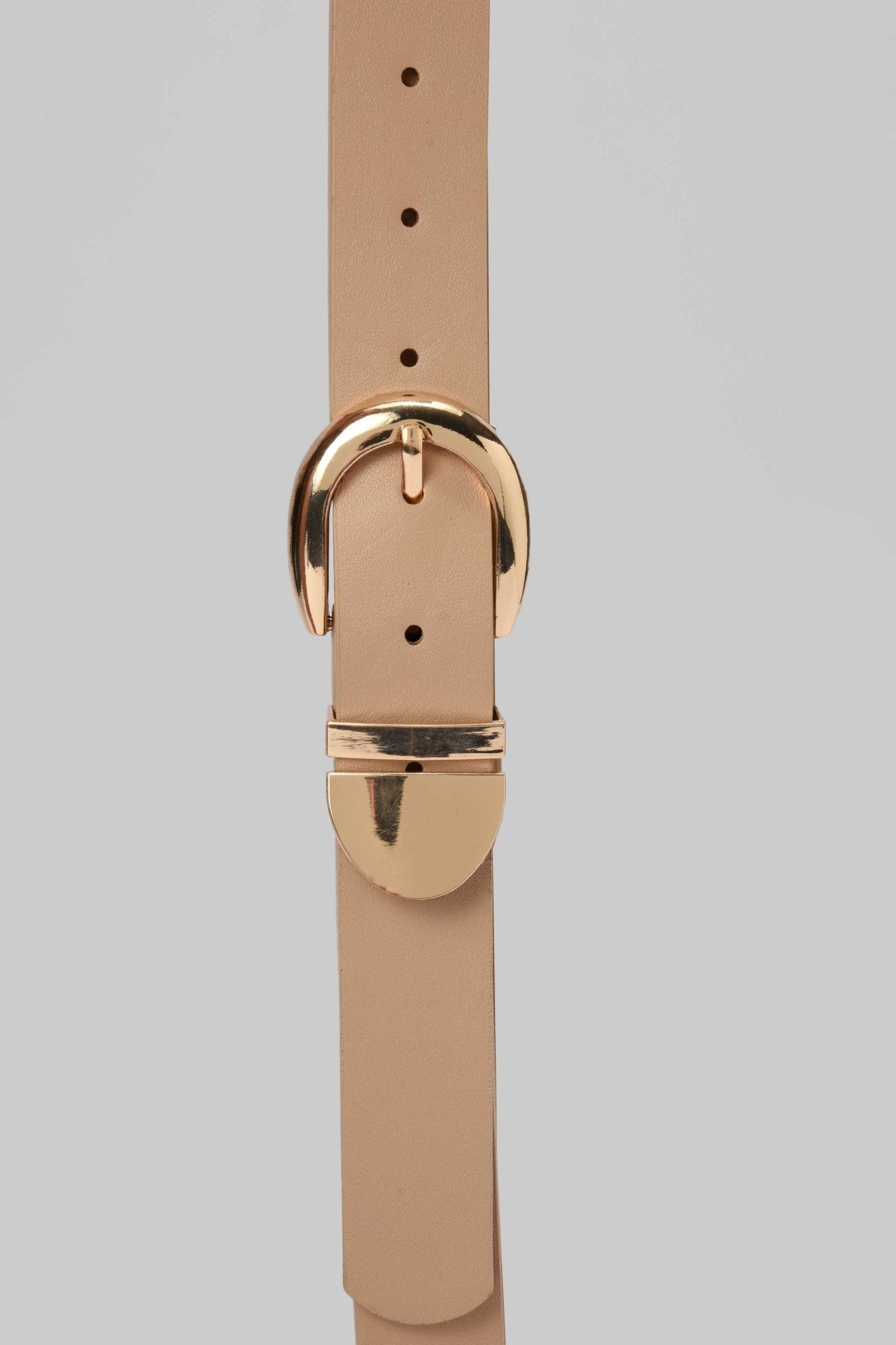 Belt | Beige Faux Leather with Gold Half-Metal Buckle & Smooth Finish BELT CZBELT - Cizaro Jeans