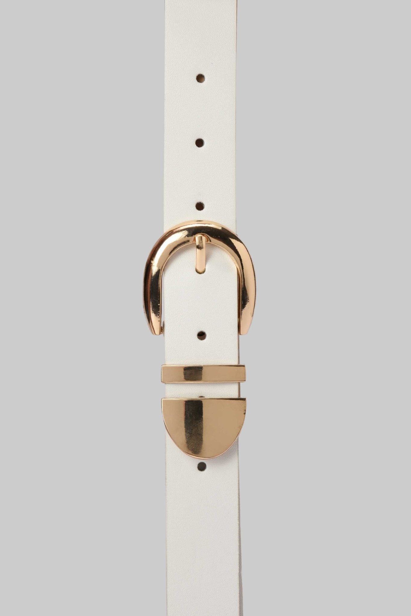 Belt | White Belt with Sculpted Gold Buckle & Tip Detail BELT CZBELT - Cizaro Jeans