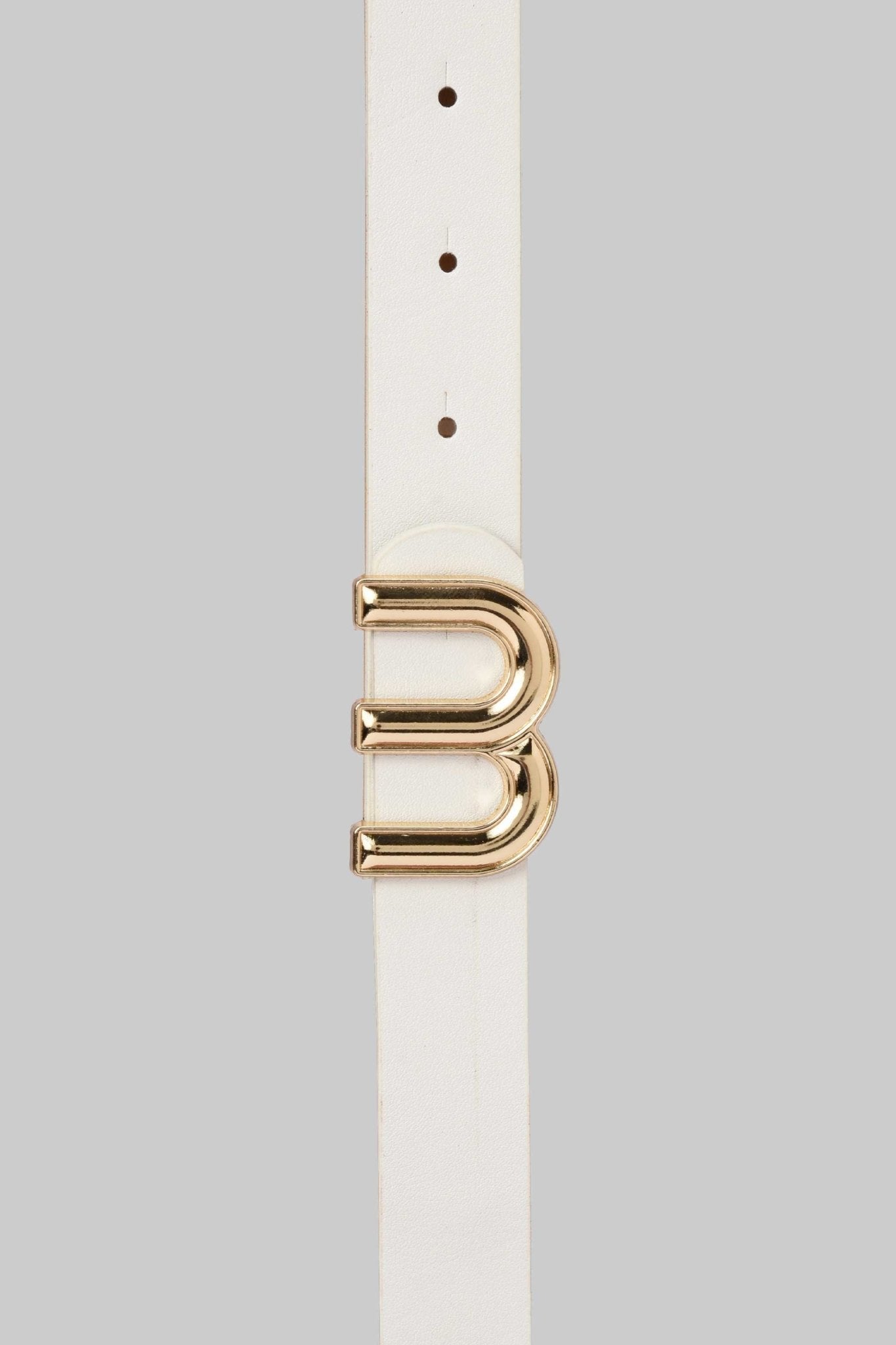 Belt | White with Gold Double M Buckle BELT CZBELT - Cizaro Jeans