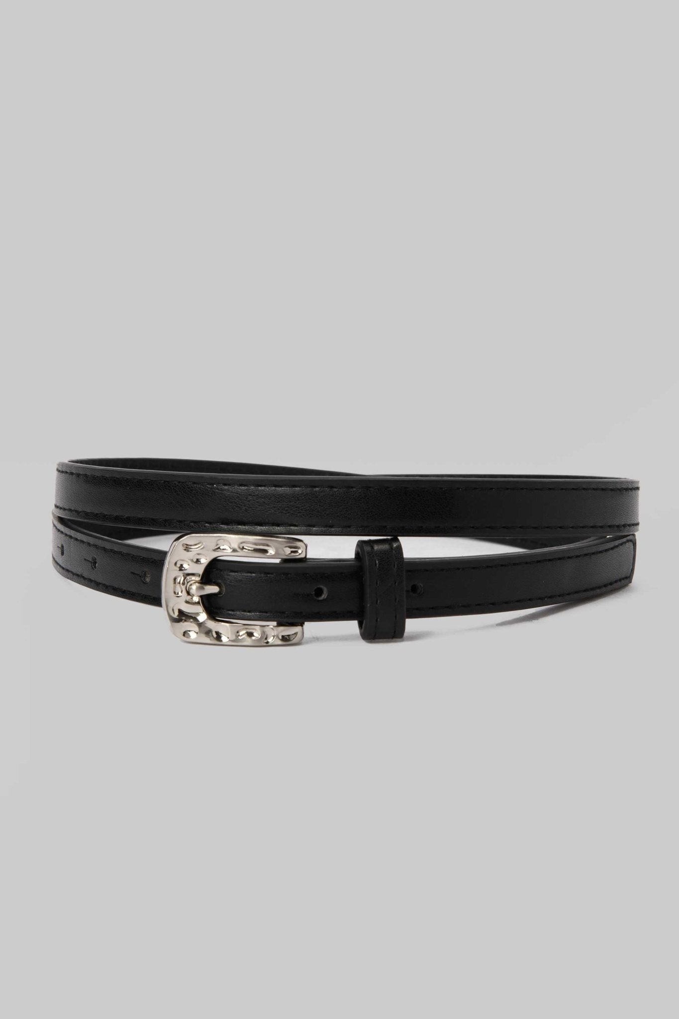 Belt | Black with Silver Western Buckle Mom-Fit CZBELT - Cizaro Jeans