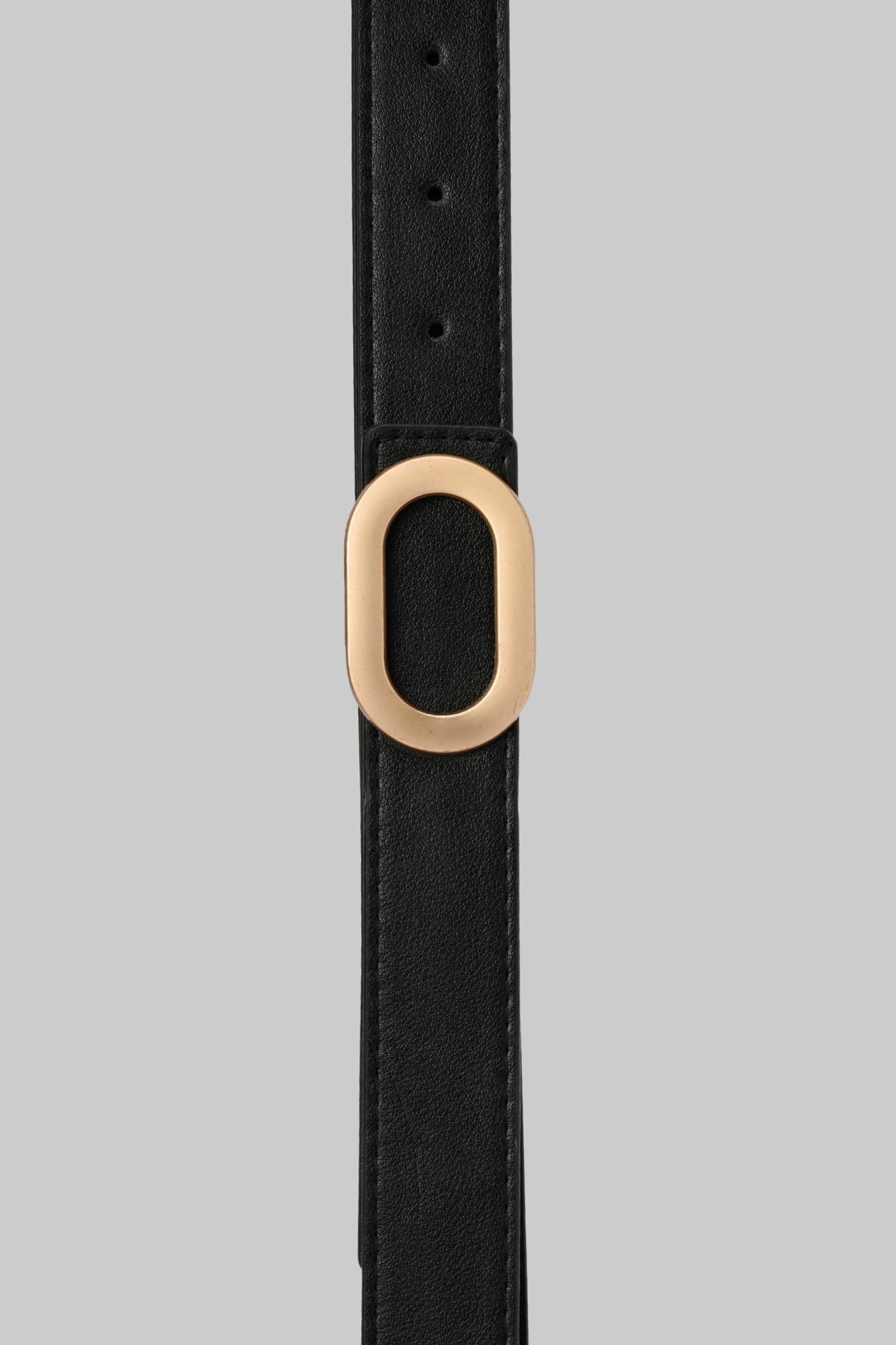 Belt | Black with Gold Oval Buckle Mom-Fit CZBELT - Cizaro Jeans